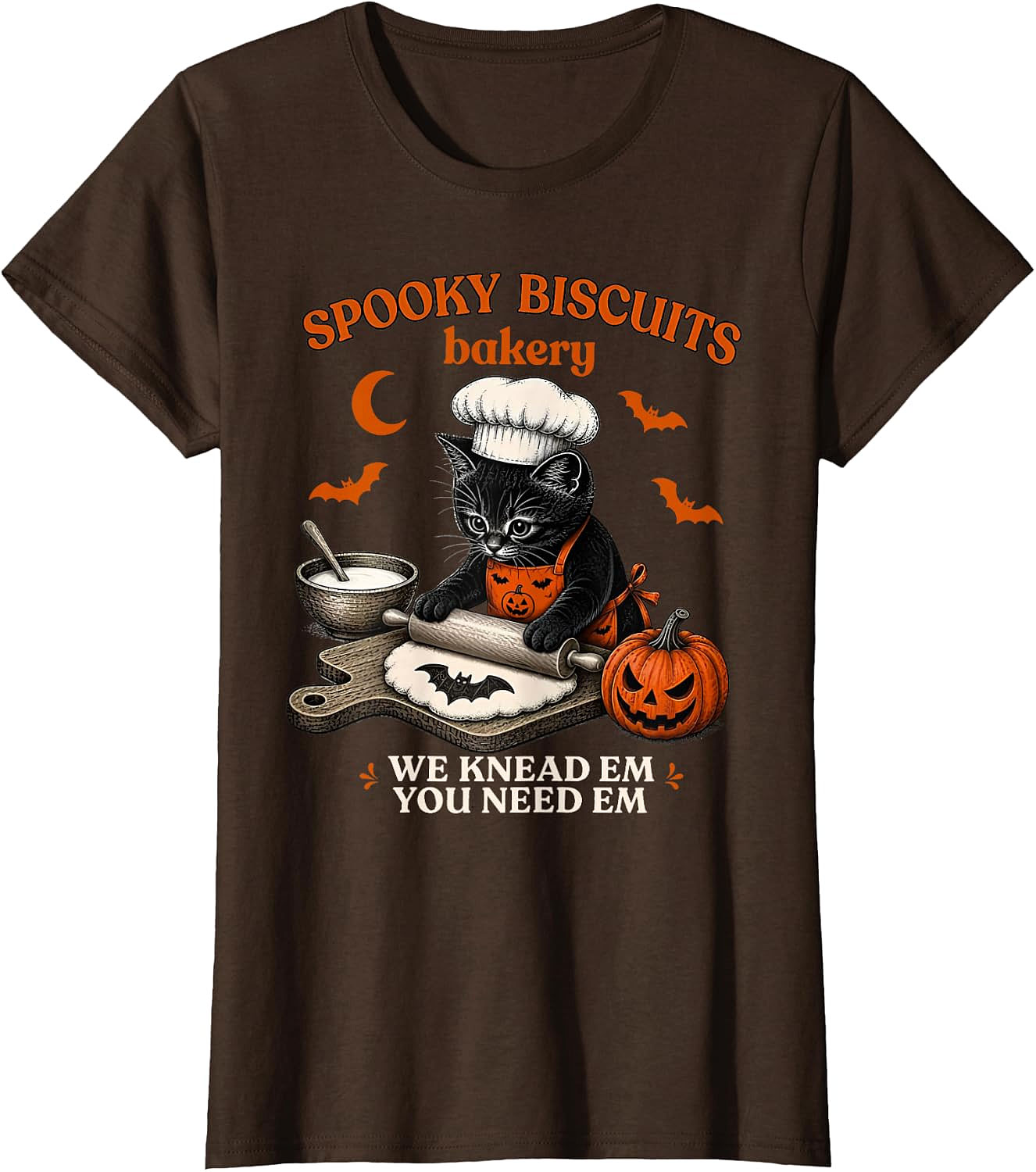 Spooky Biscuits Bakery Cat Halloween T-Shirt | Funny Tee