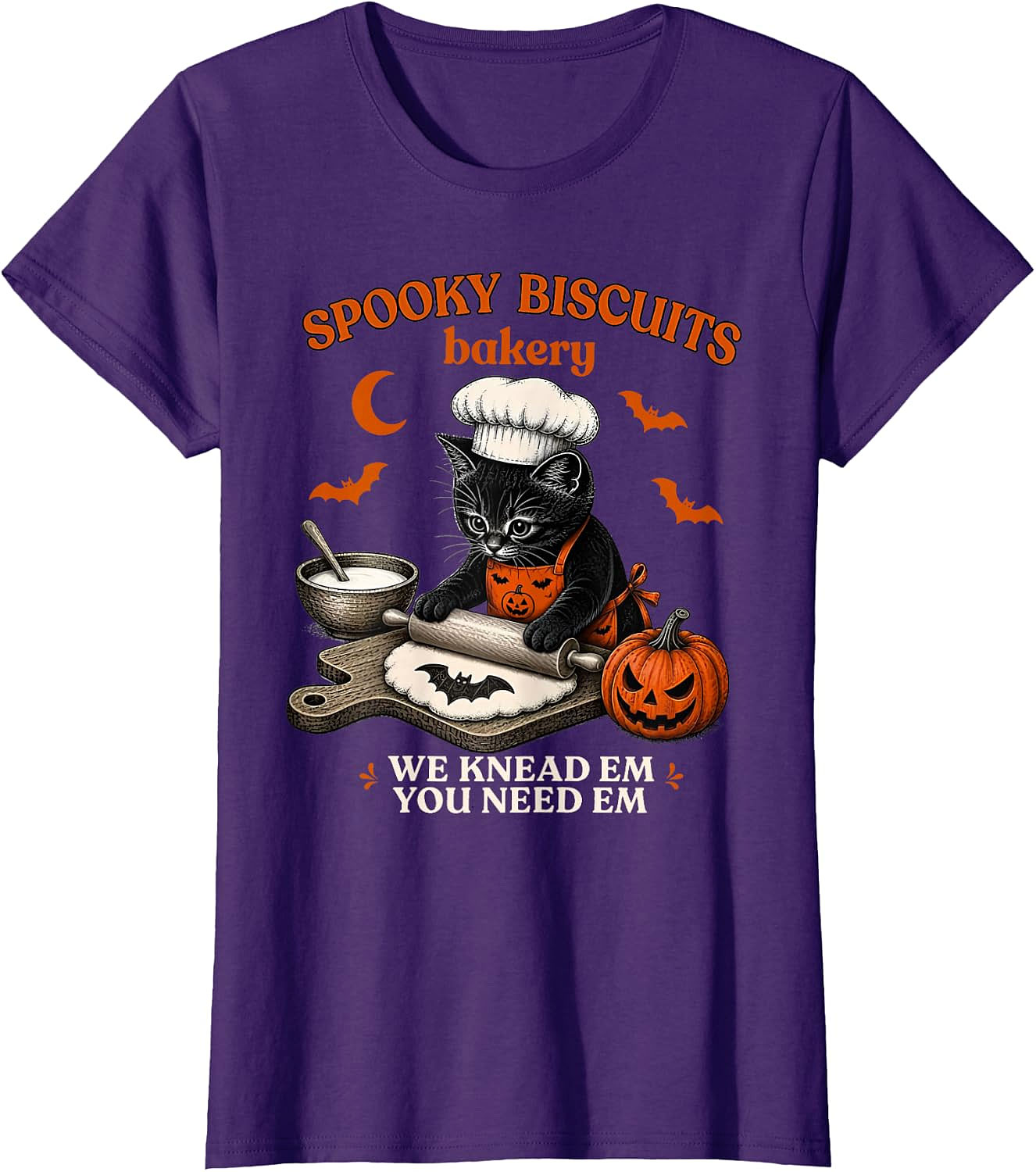 Spooky Biscuits Bakery Cat Halloween T-Shirt | Funny Tee