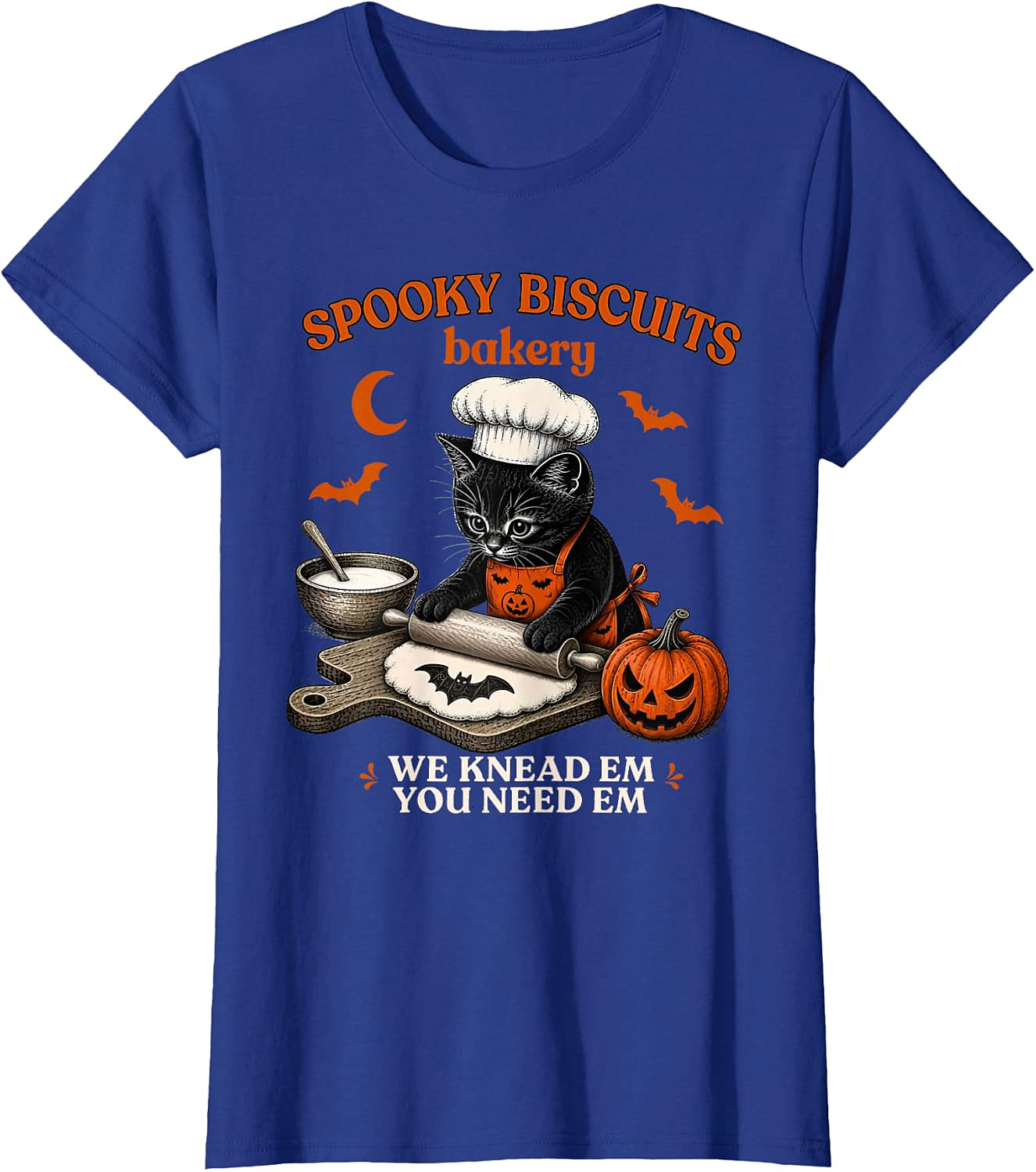 Spooky Biscuits Bakery Cat Halloween T-Shirt | Funny Tee