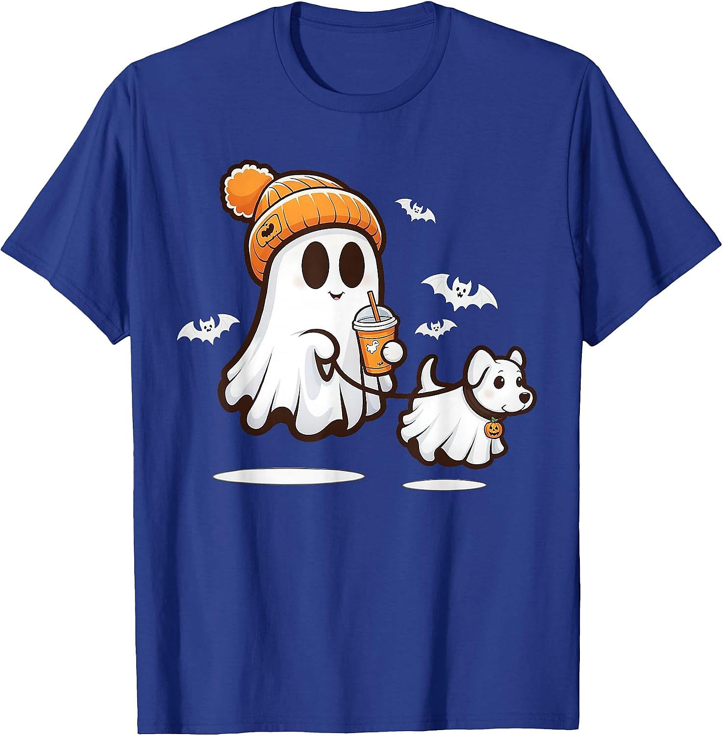 Cute Ghost Walking Dog Halloween T-Shirt | Spooky Season Tee