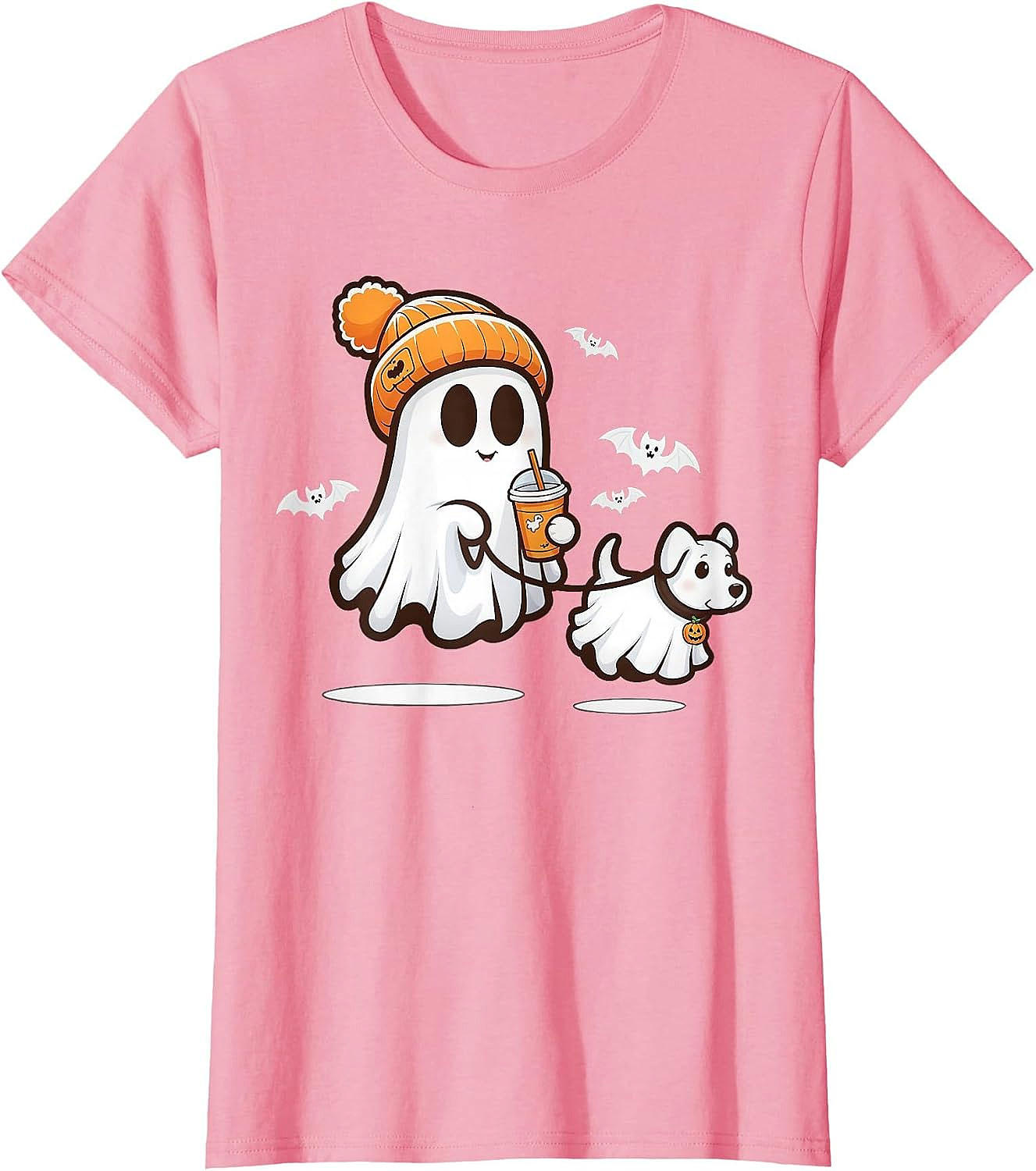 Cute Ghost Walking Dog Halloween T-Shirt | Spooky Season Tee
