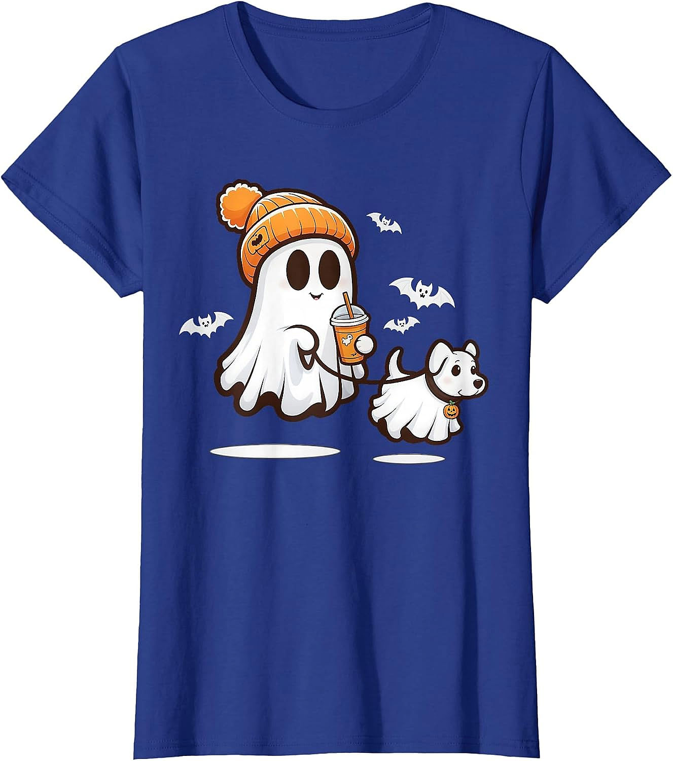 Cute Ghost Walking Dog Halloween T-Shirt | Spooky Season Tee