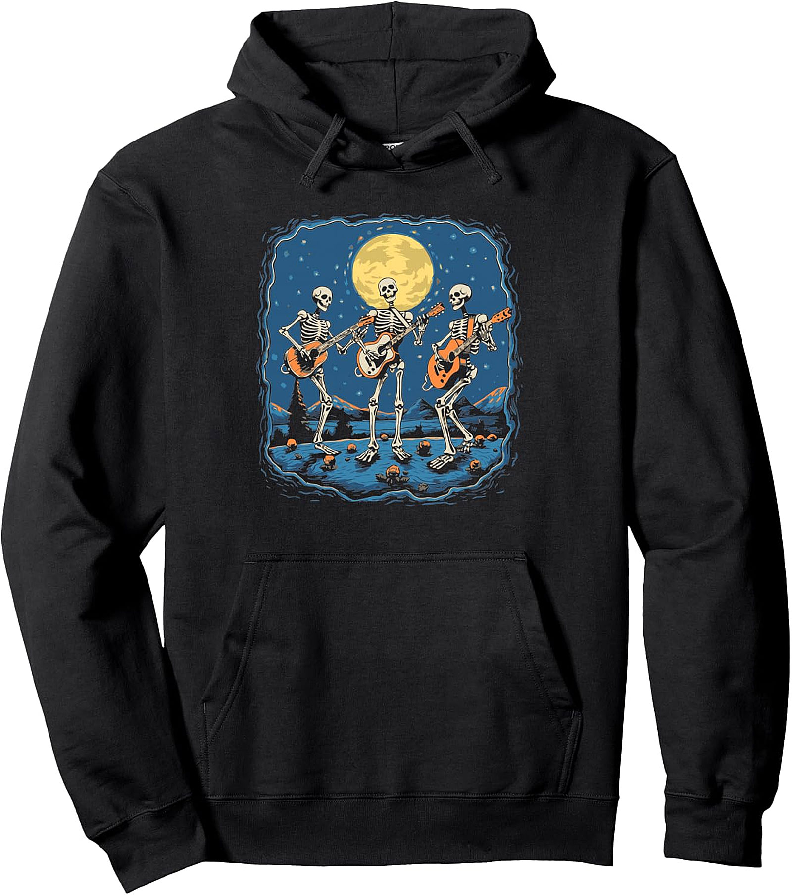 Dead Hippie Skeleton Band Pullover Hoodie | Vintage Music