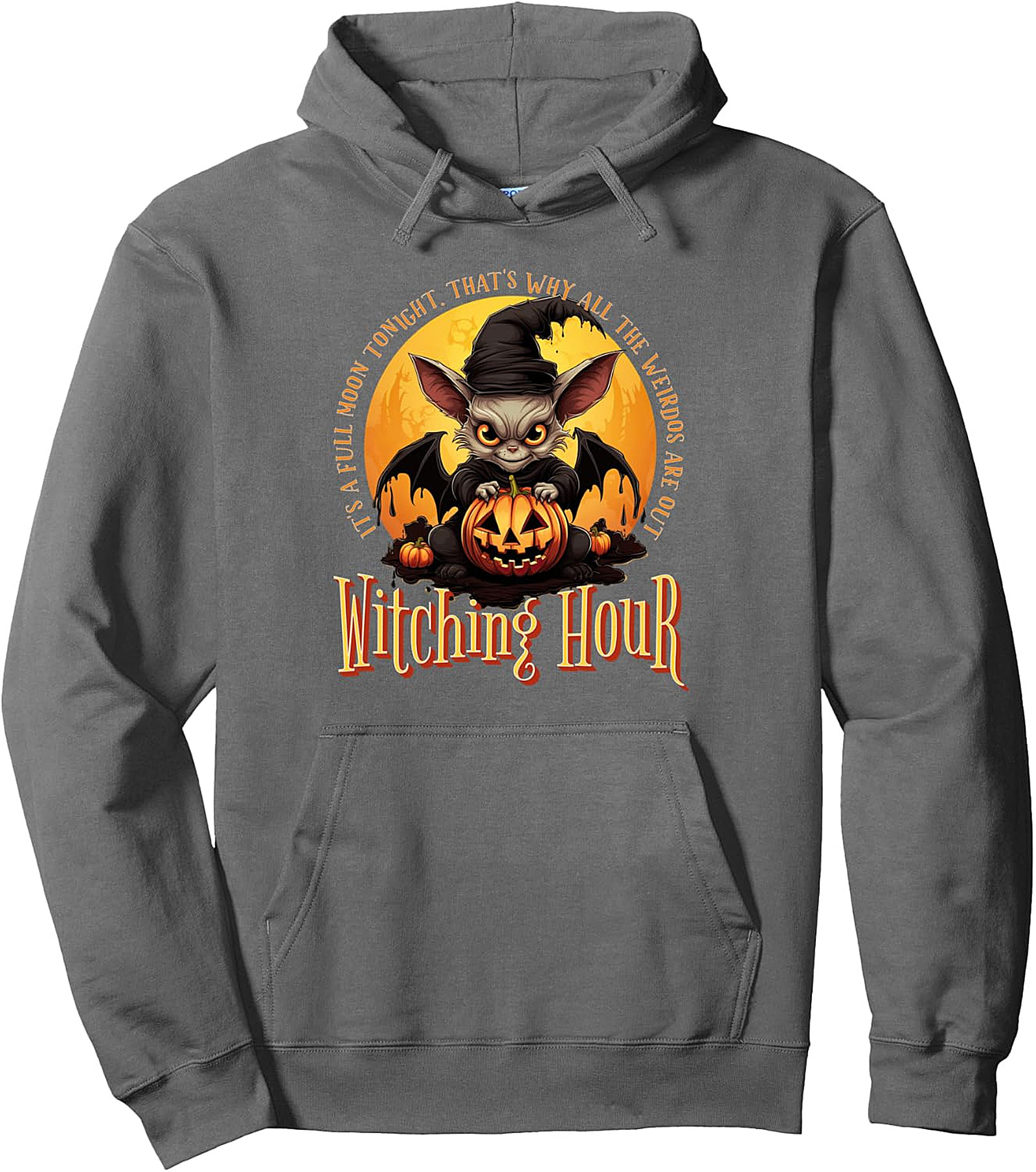 Witching Hour Halloween Full Moon Fun Pullover Hoodie