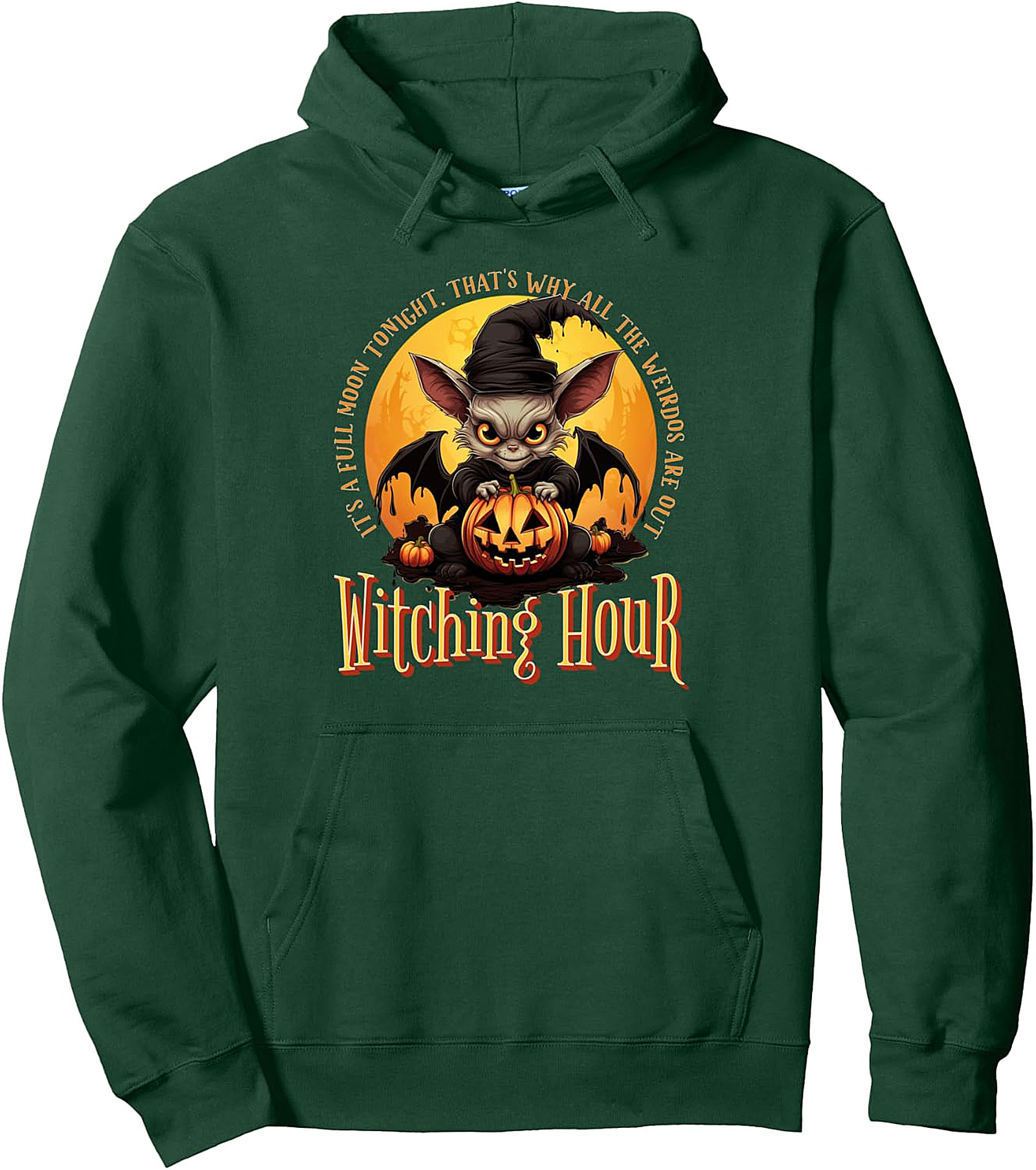Witching Hour Halloween Full Moon Fun Pullover Hoodie