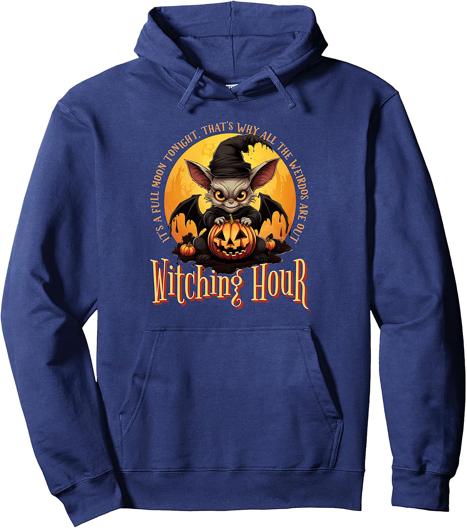 Witching Hour Halloween Full Moon Fun Pullover Hoodie