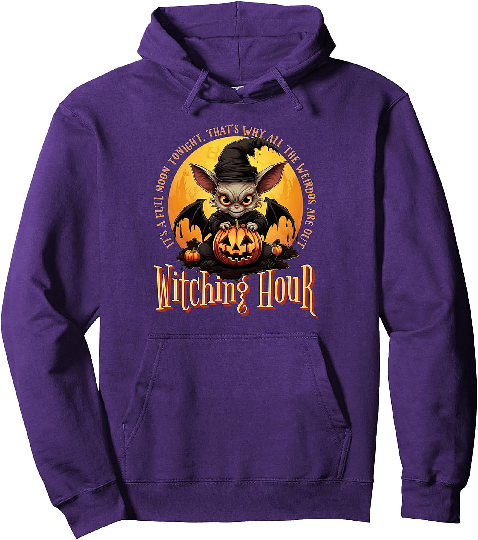 Witching Hour Halloween Full Moon Fun Pullover Hoodie