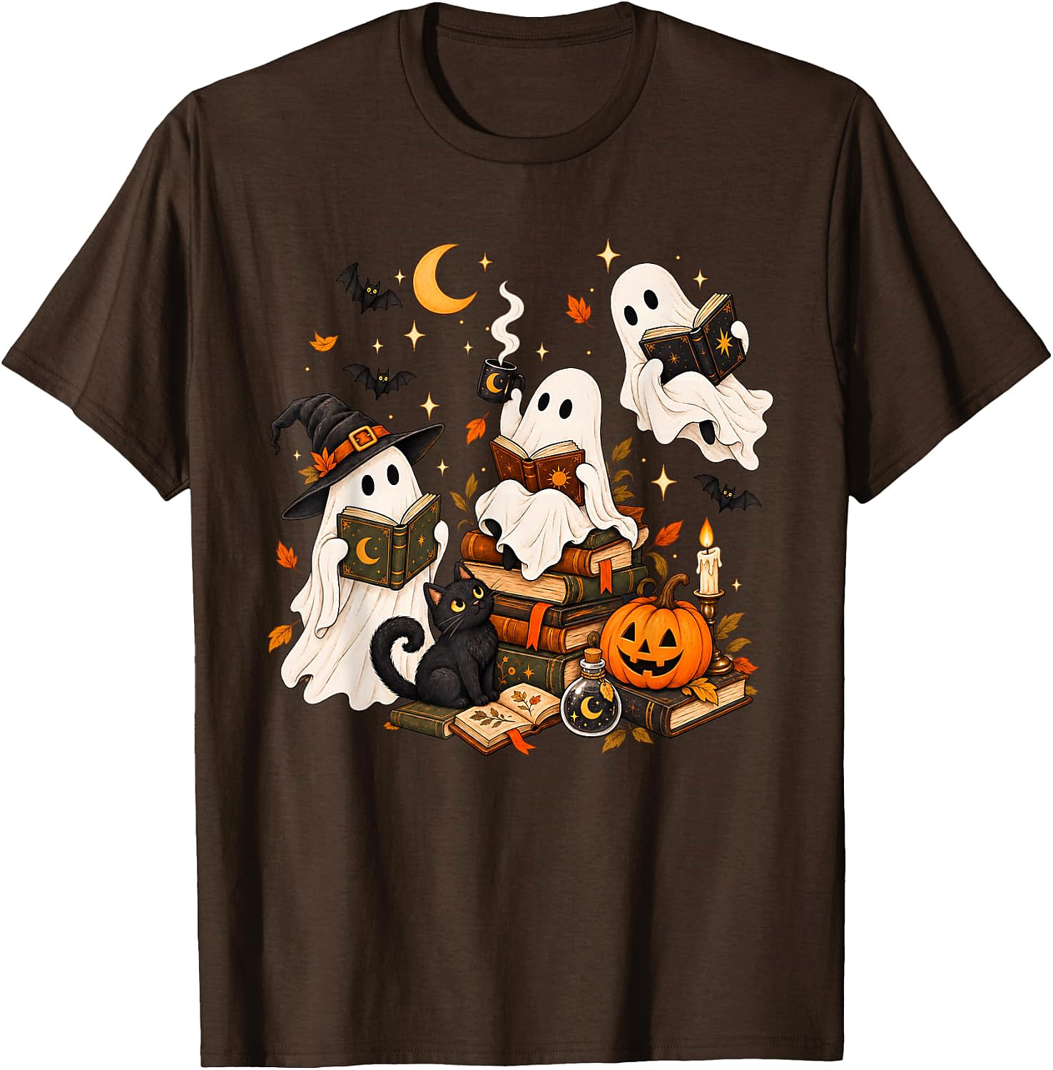 Cute Ghost Reading Halloween T-Shirt | Book Lover Gift