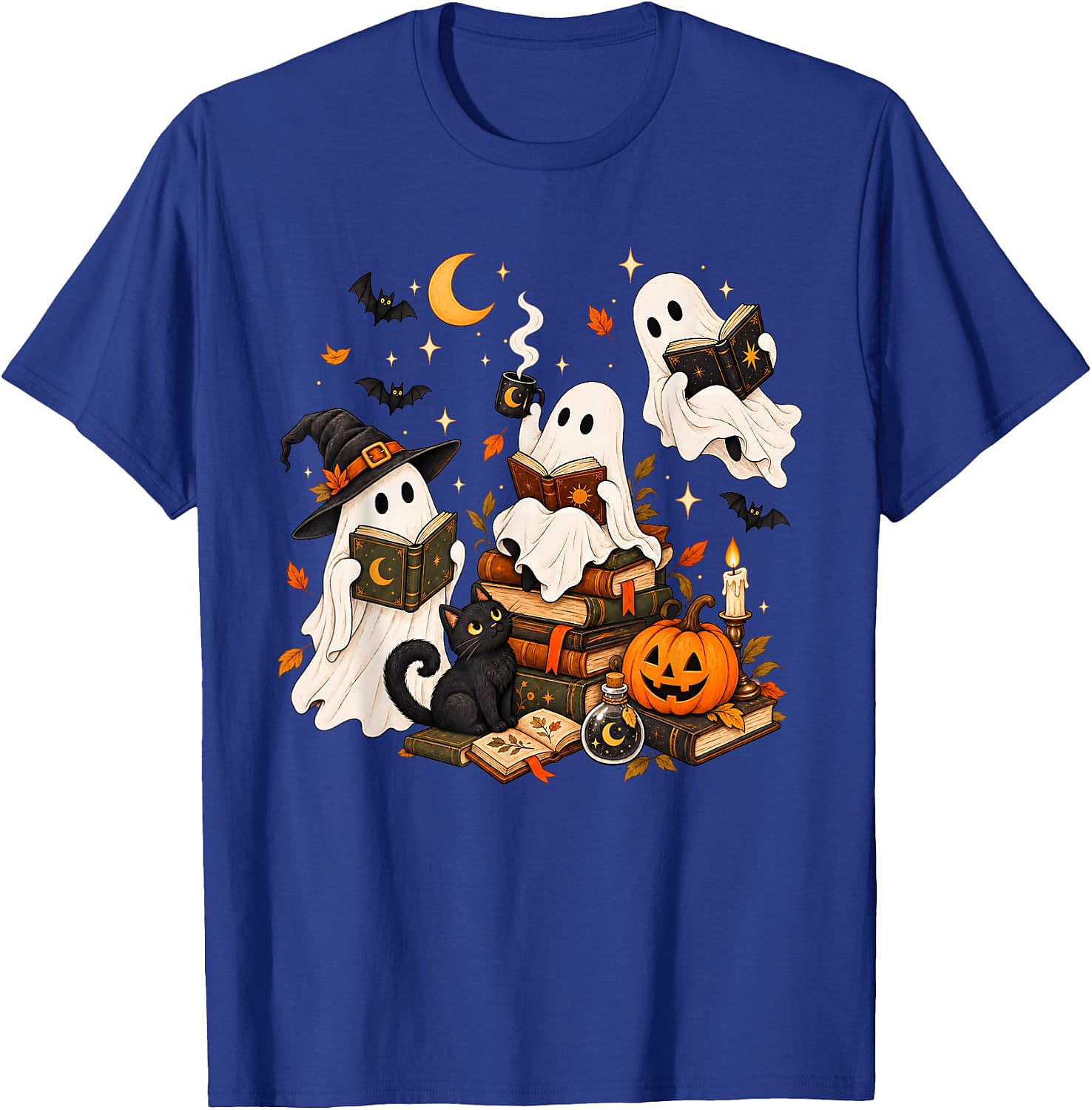 Cute Ghost Reading Halloween T-Shirt | Book Lover Gift