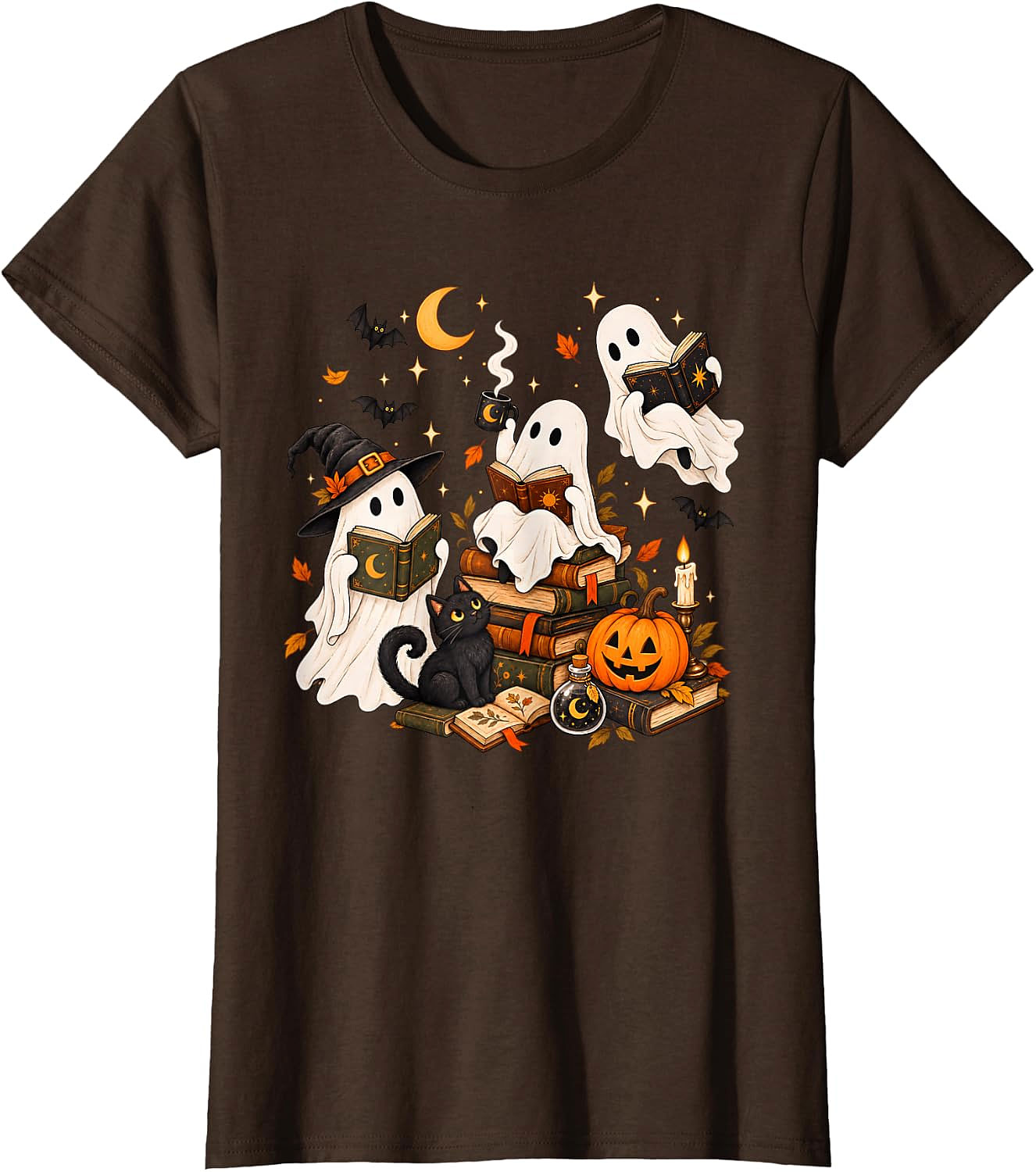 Cute Ghost Reading Halloween T-Shirt | Book Lover Gift