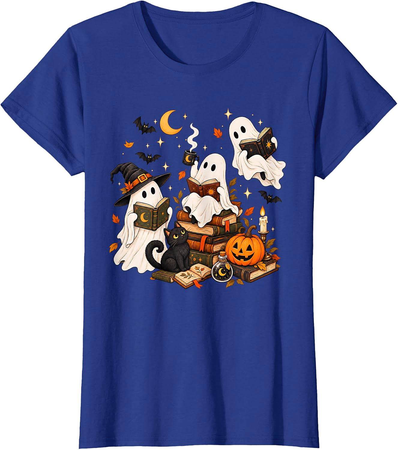 Cute Ghost Reading Halloween T-Shirt | Book Lover Gift