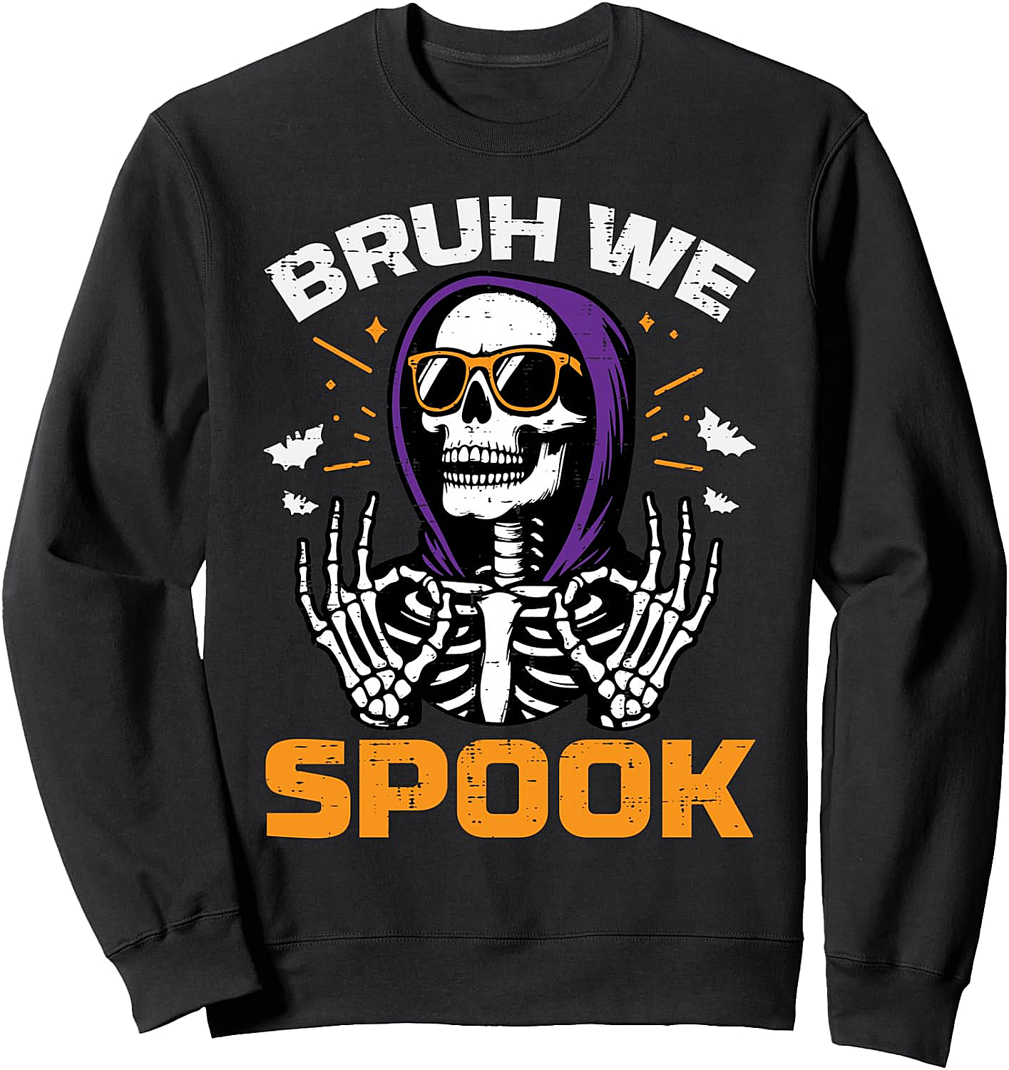 Bruh We Spook Skeleton Meme Halloween Sweatshirt Funny Tee