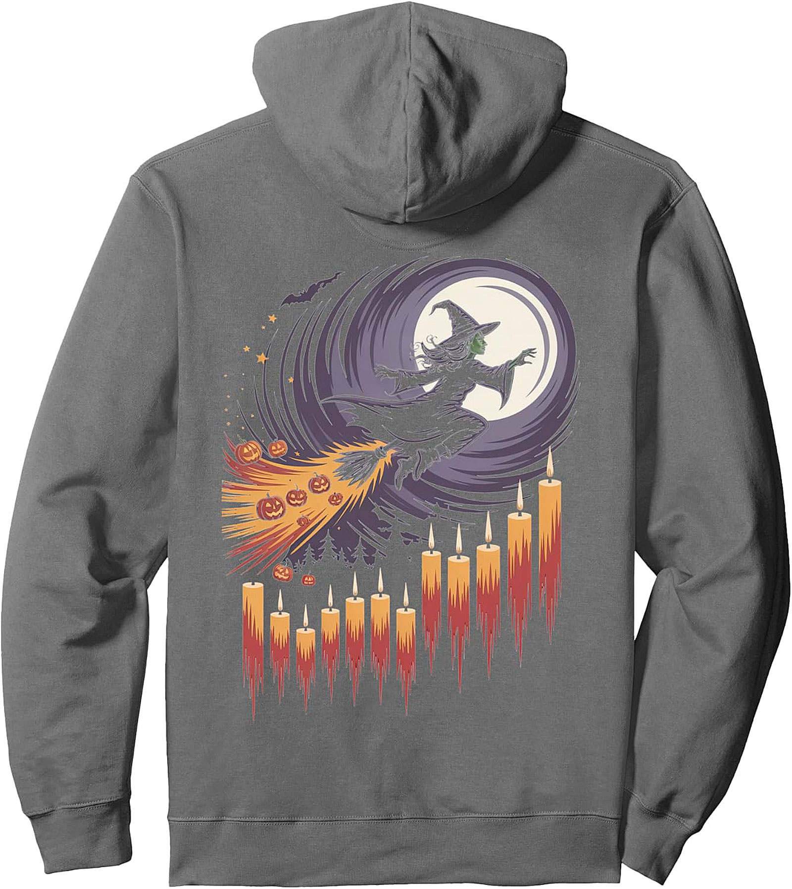  Witch Flying Over Moonlight Halloween Night Pullover Hoodie