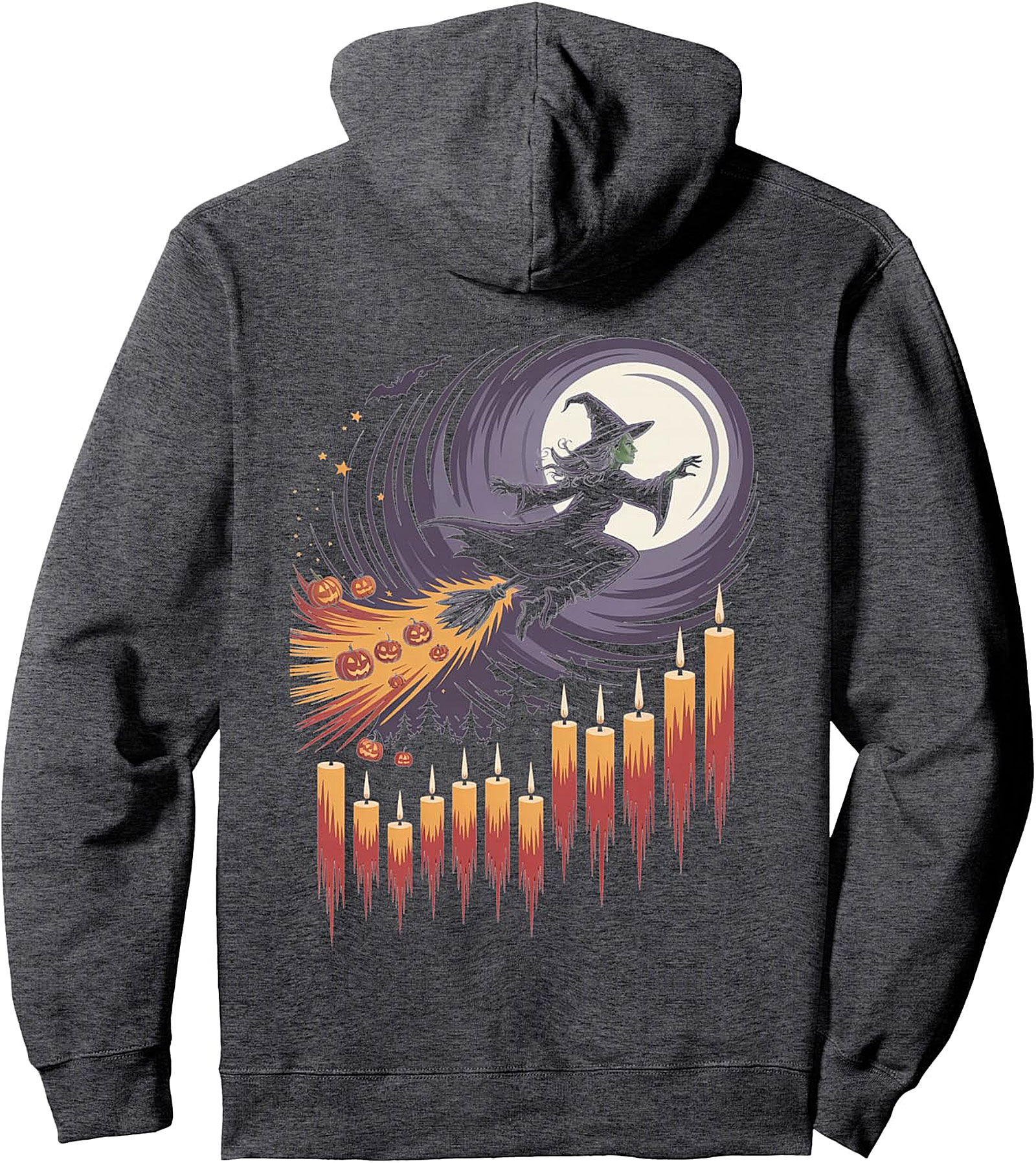  Witch Flying Over Moonlight Halloween Night Pullover Hoodie