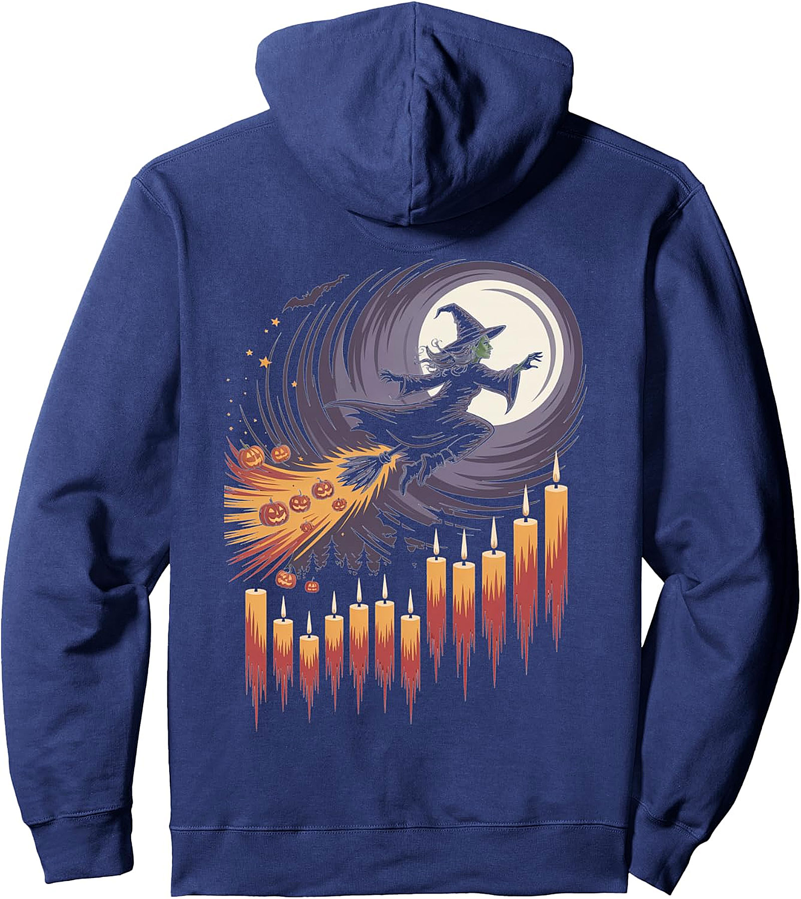 Witch Flying Over Moonlight Halloween Night Pullover Hoodie