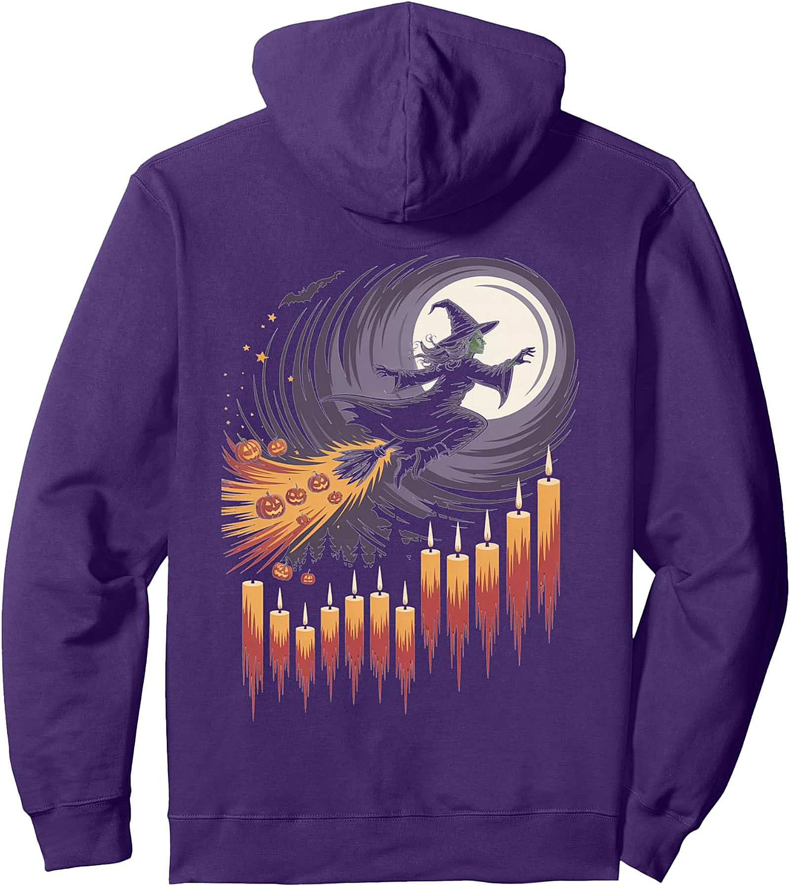  Witch Flying Over Moonlight Halloween Night Pullover Hoodie