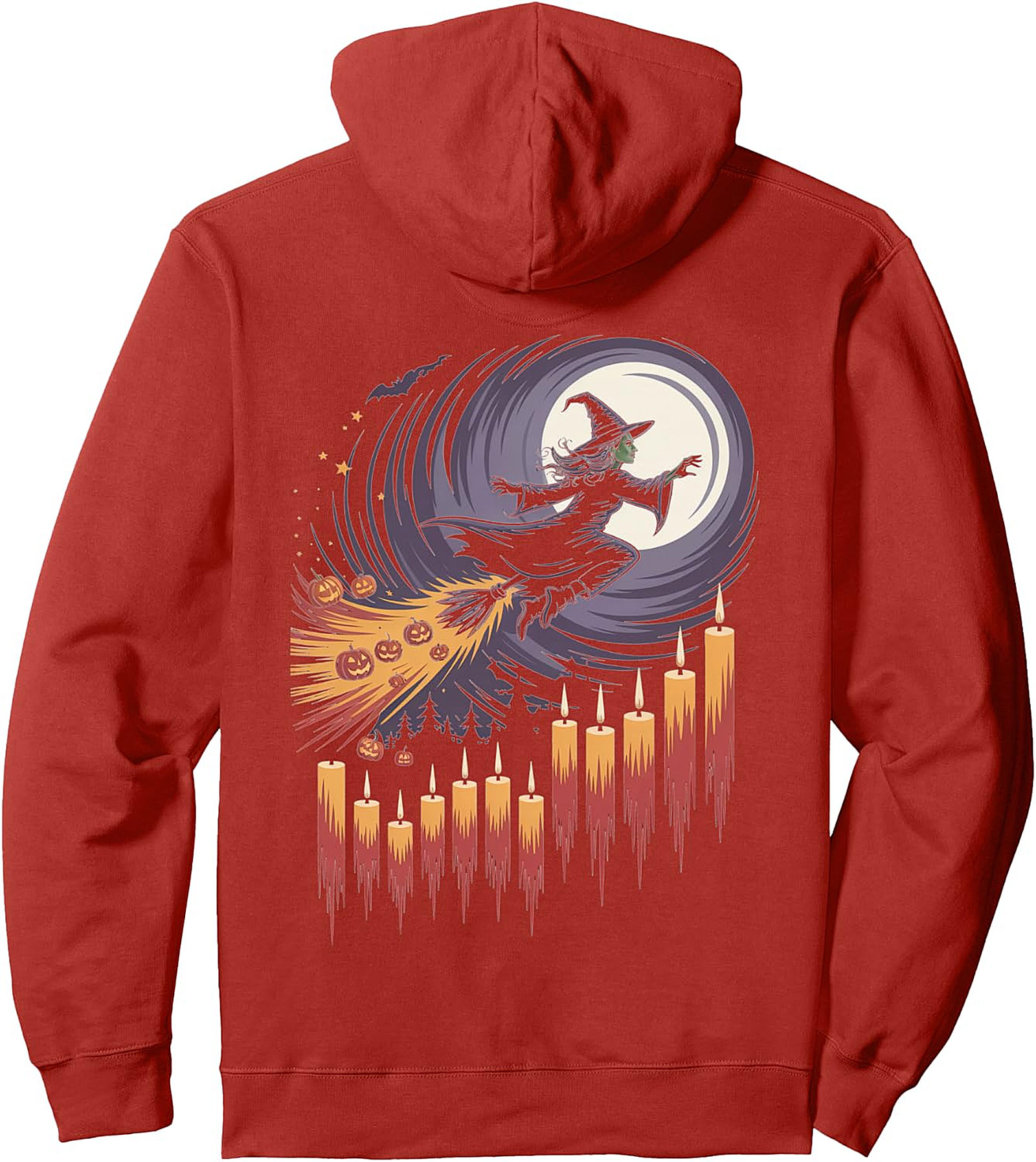  Witch Flying Over Moonlight Halloween Night Pullover Hoodie