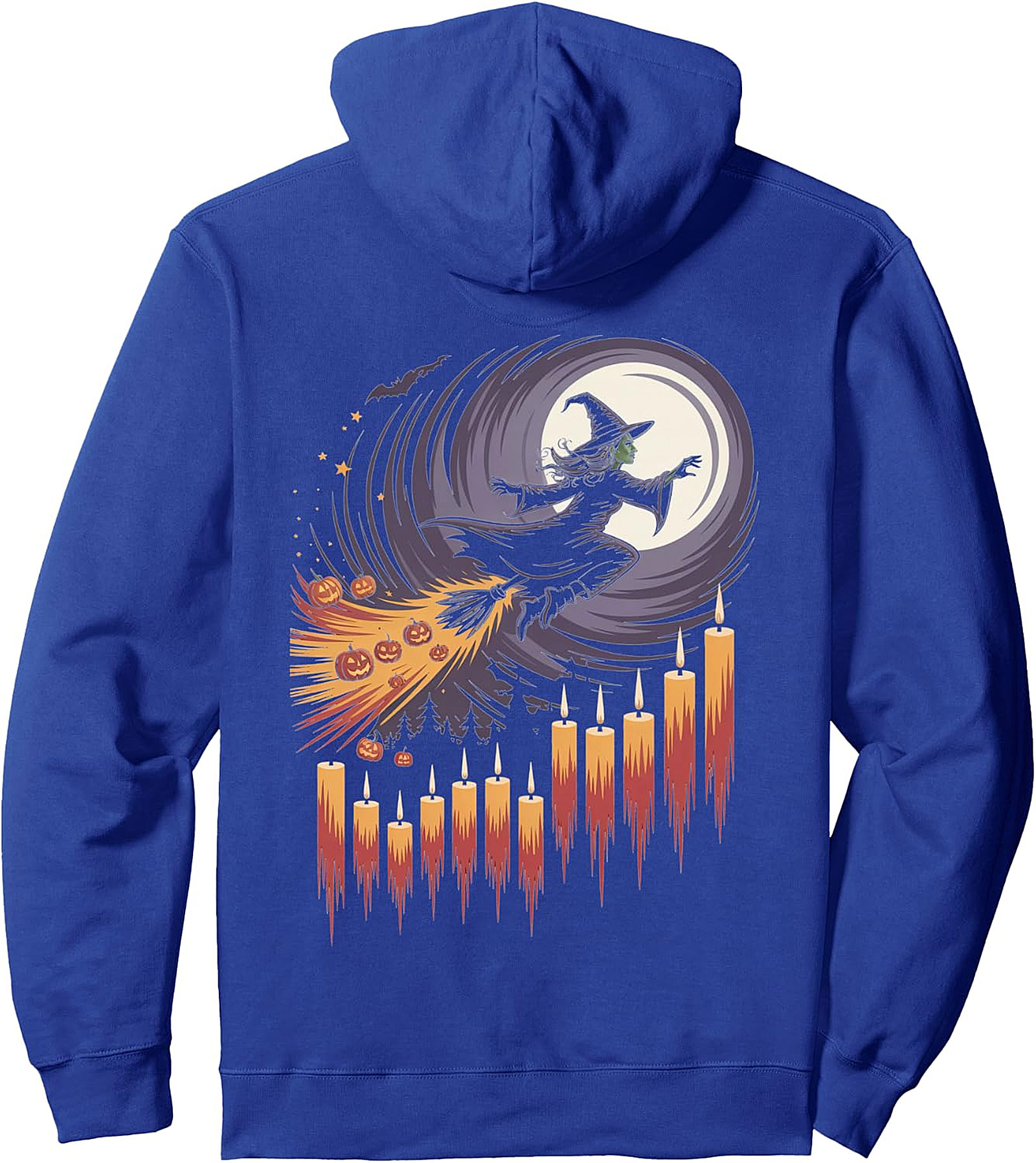  Witch Flying Over Moonlight Halloween Night Pullover Hoodie