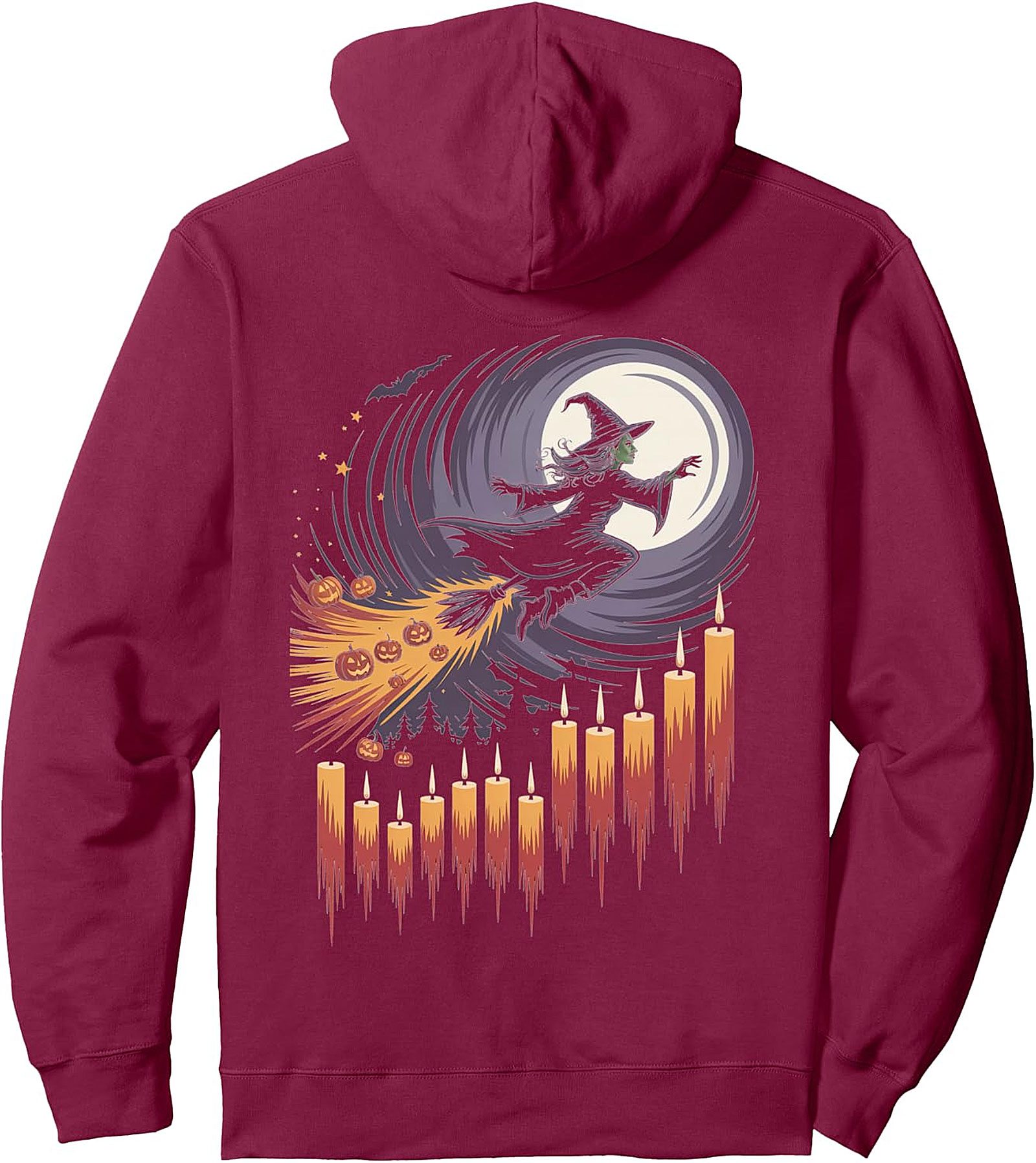  Witch Flying Over Moonlight Halloween Night Pullover Hoodie