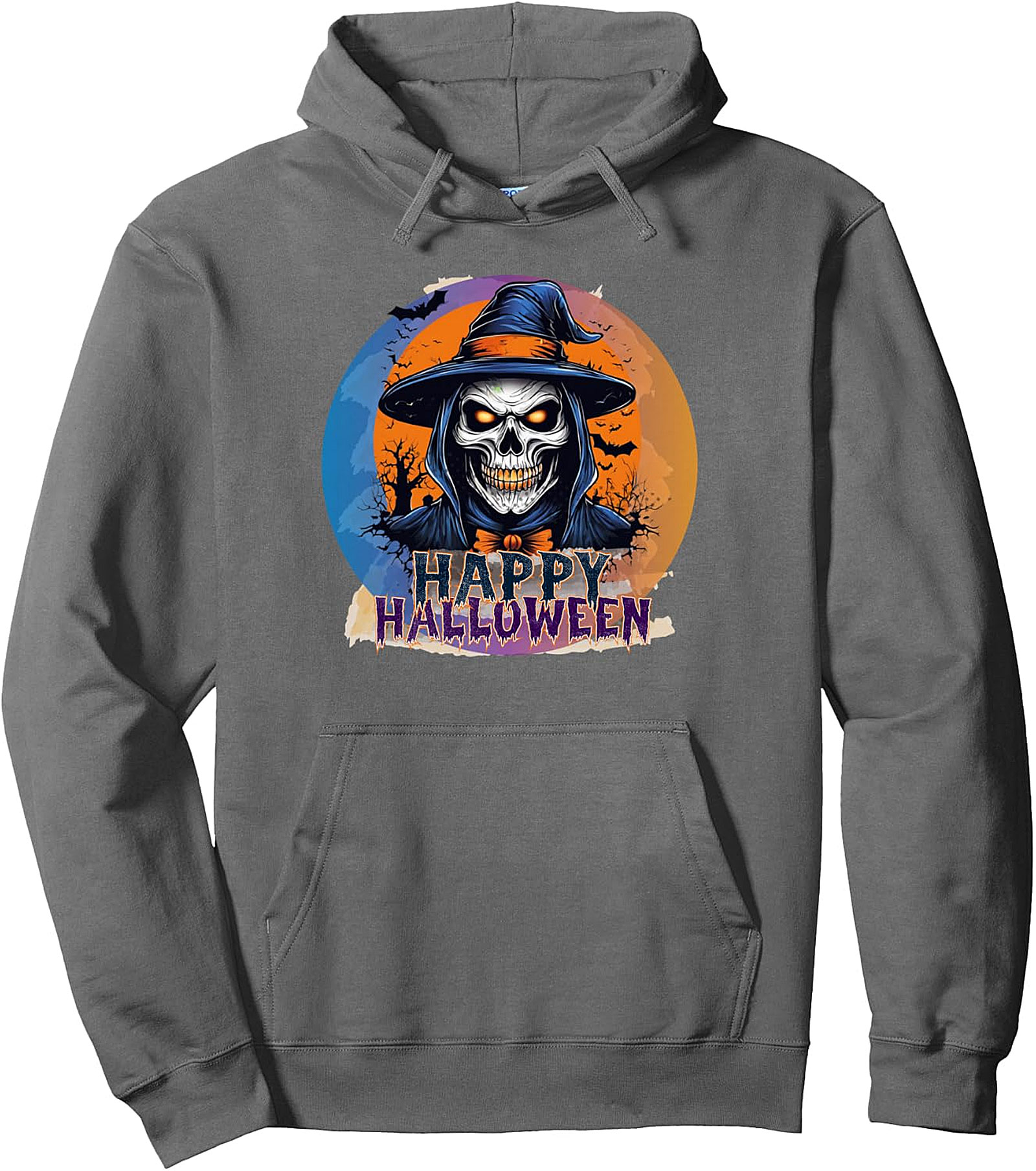 Happy Halloween Witch Skull Pullover Hoodie | Spooky Night