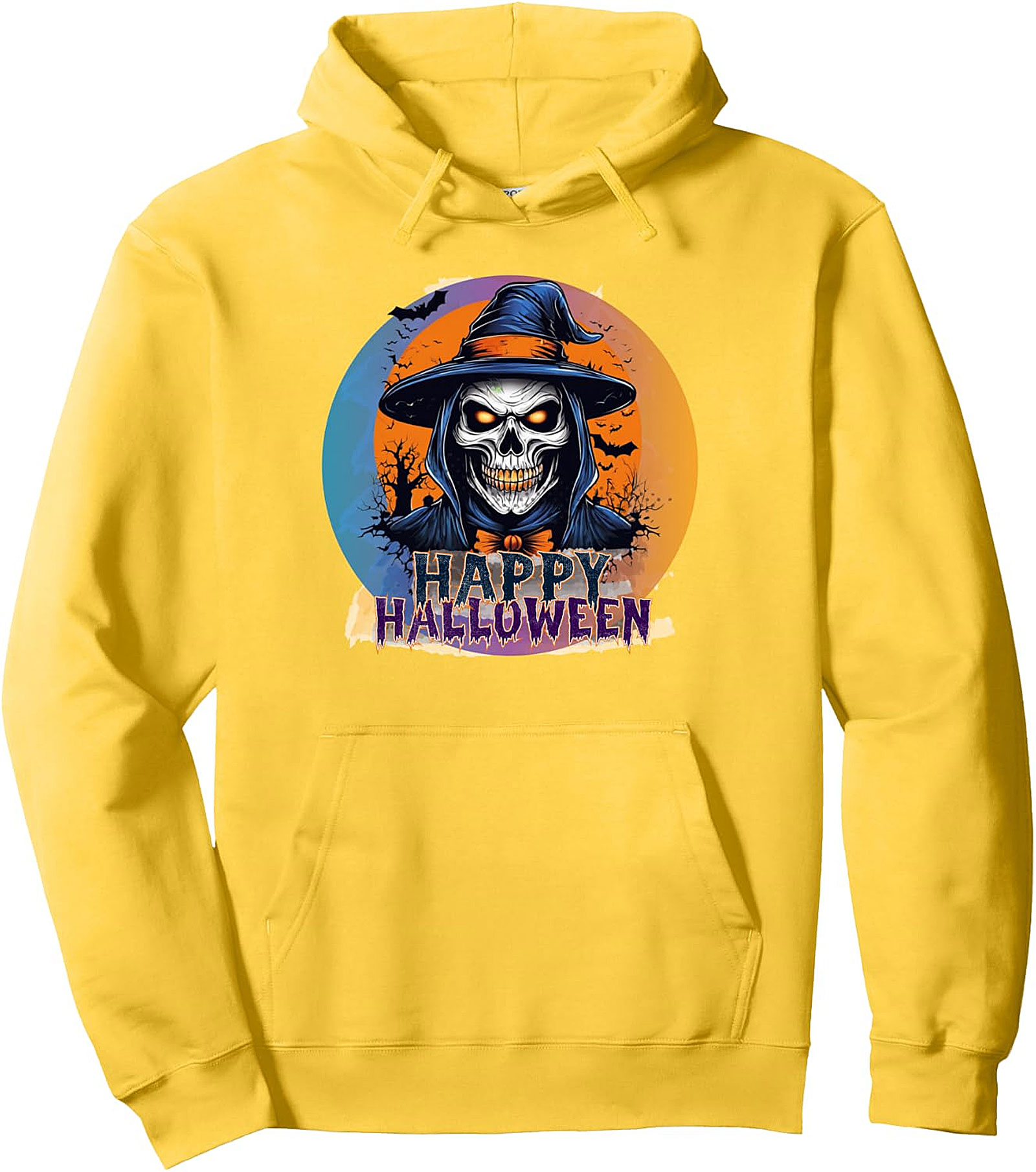 Happy Halloween Witch Skull Pullover Hoodie | Spooky Night