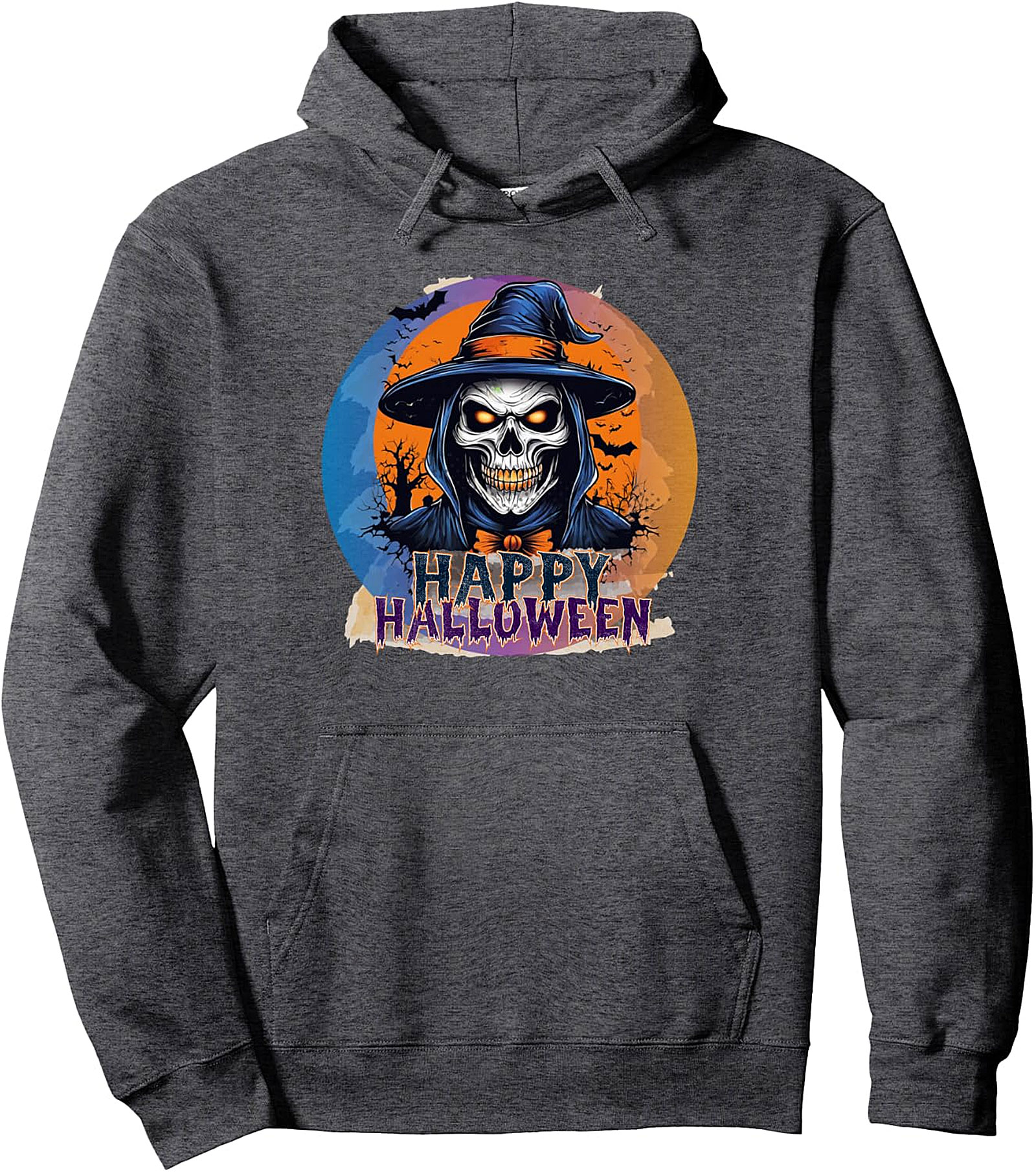 Happy Halloween Witch Skull Pullover Hoodie | Spooky Night
