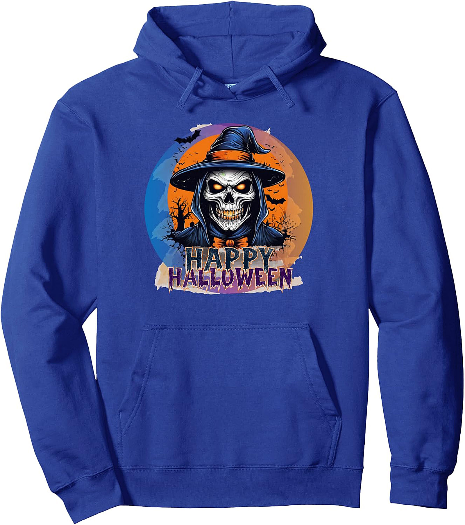 Happy Halloween Witch Skull Pullover Hoodie | Spooky Night