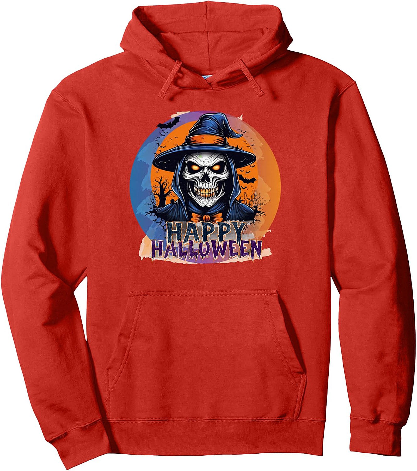 Happy Halloween Witch Skull Pullover Hoodie | Spooky Night