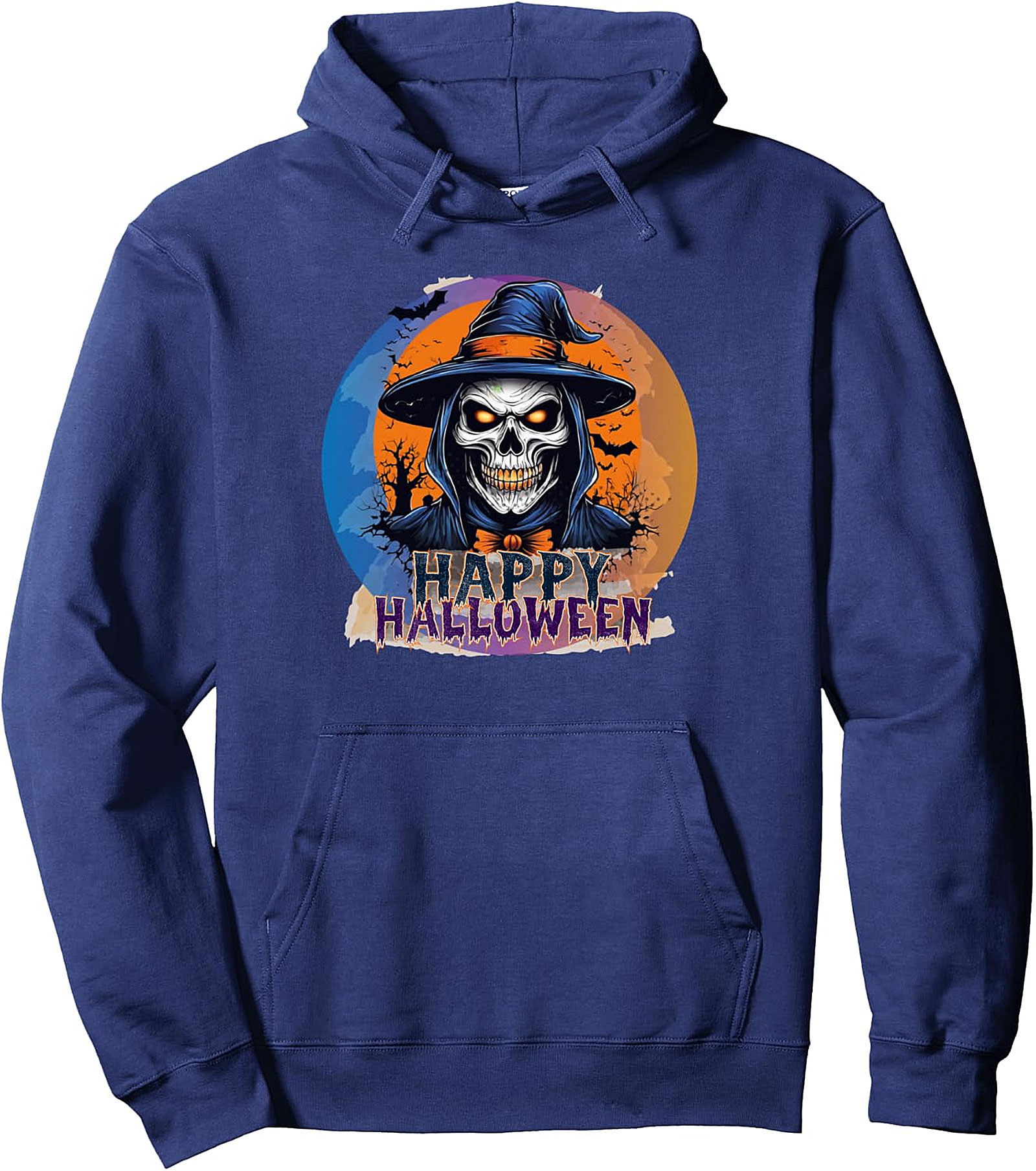 Happy Halloween Witch Skull Pullover Hoodie | Spooky Night