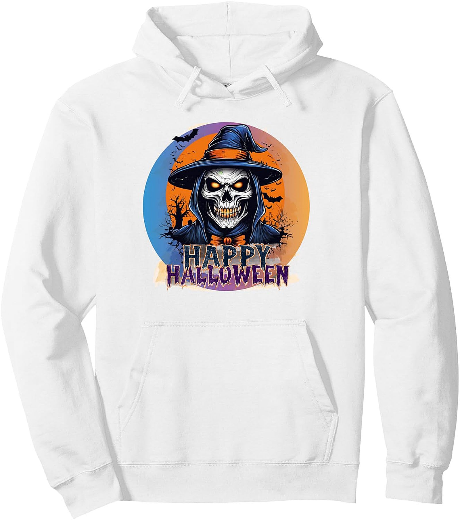 Happy Halloween Witch Skull Pullover Hoodie | Spooky Night