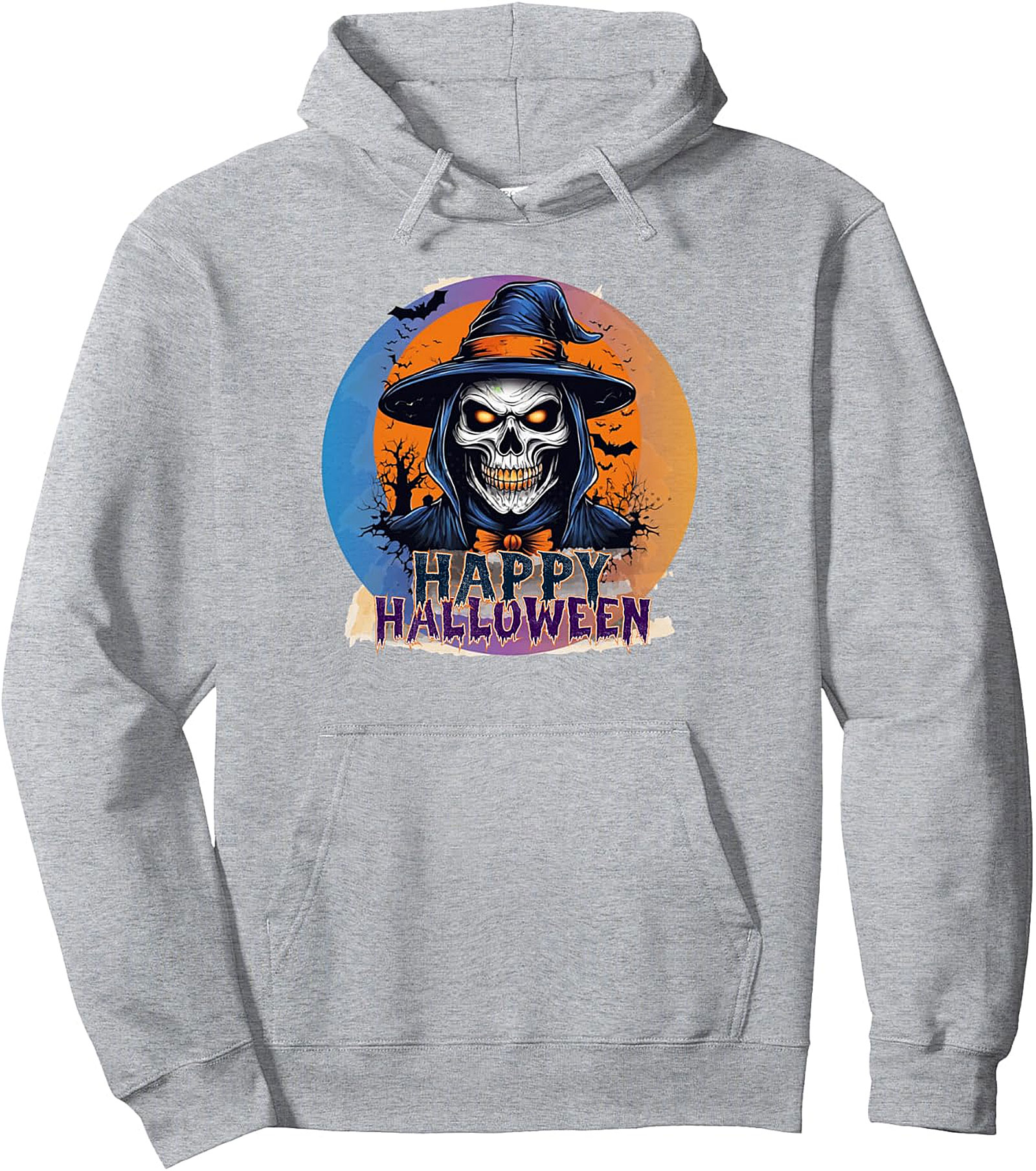 Happy Halloween Witch Skull Pullover Hoodie | Spooky Night