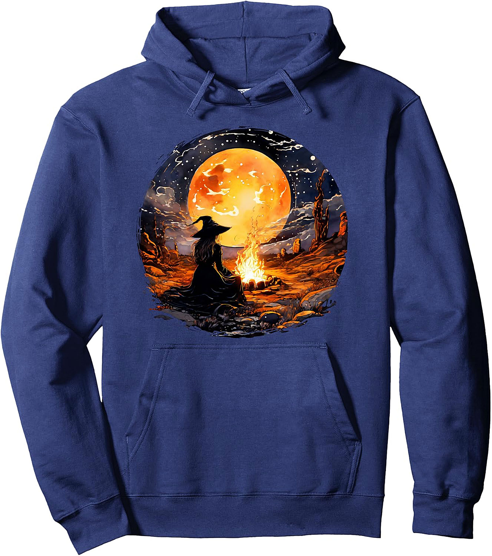 Witch & Moon Pullover Hoodie | Wicca Halloween Graphic