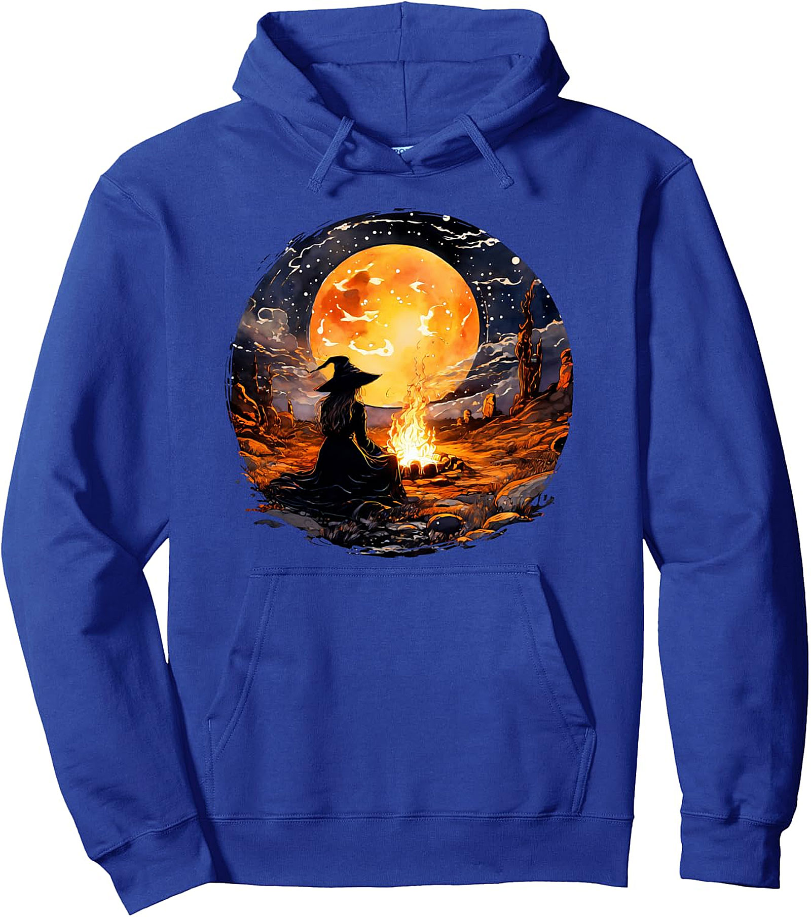 Witch & Moon Pullover Hoodie | Wicca Halloween Graphic