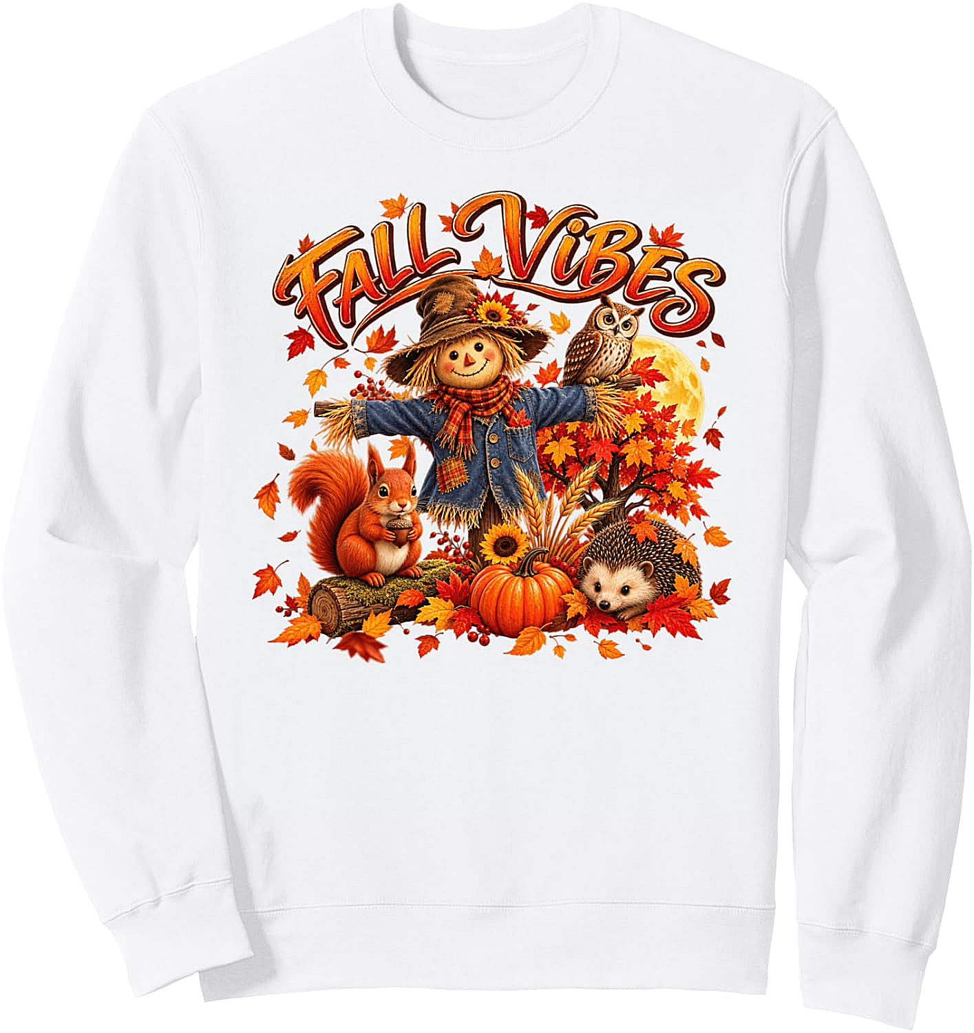 Fall Vibes Autumn Leaves Pumpkin Harvest Season Sweatshirt