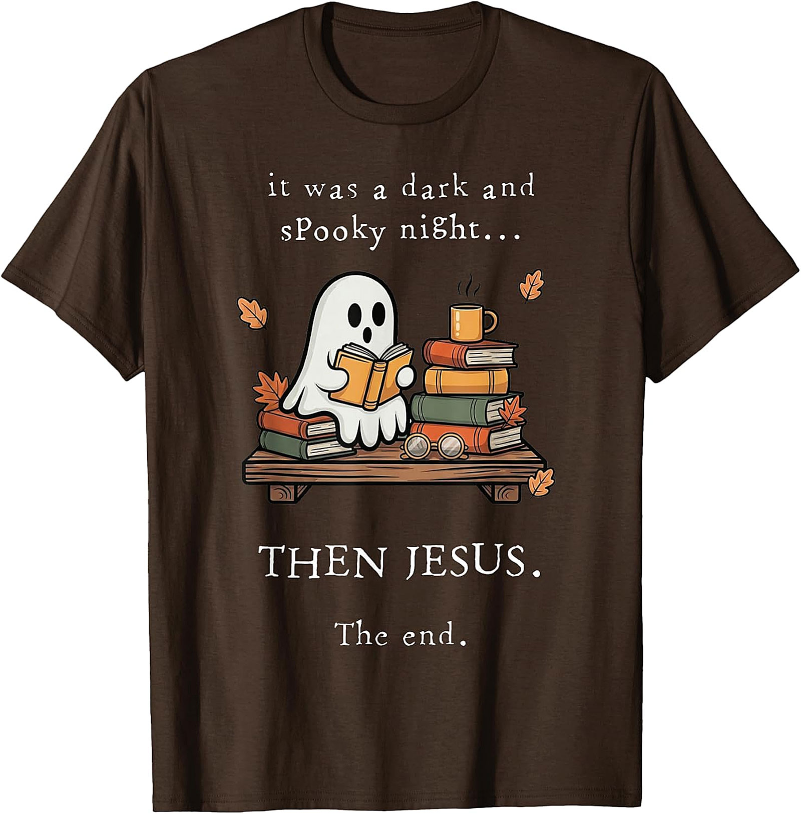 Christian Ghost Reading T-Shirt | Spooky Night Then Jesus Tee