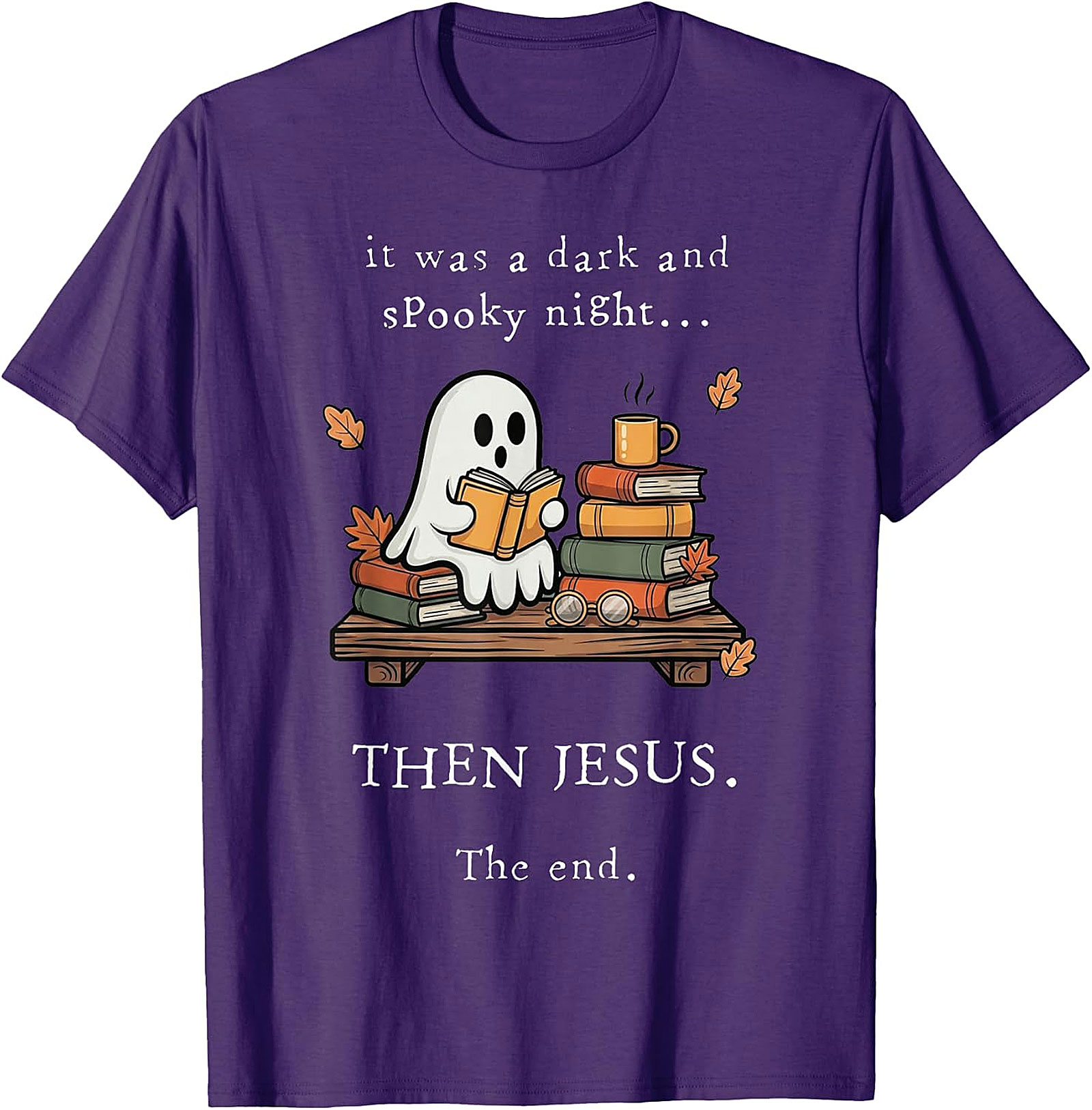 Christian Ghost Reading T-Shirt | Spooky Night Then Jesus Tee