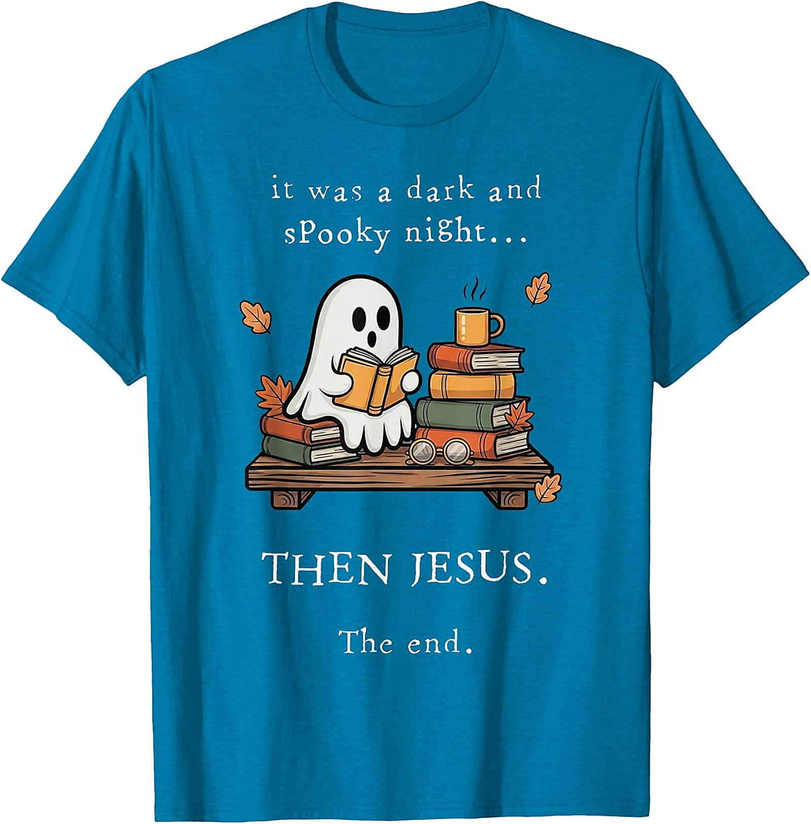 Christian Ghost Reading T-Shirt | Spooky Night Then Jesus Tee