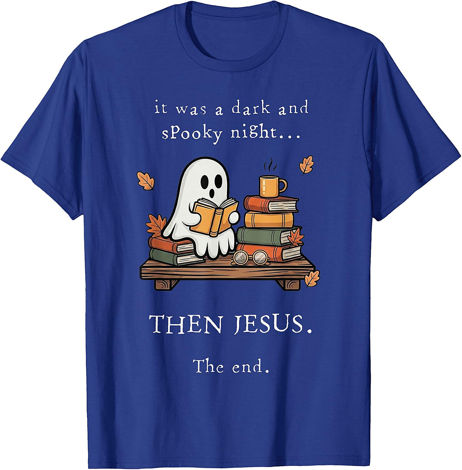 Christian Ghost Reading T-Shirt | Spooky Night Then Jesus Tee