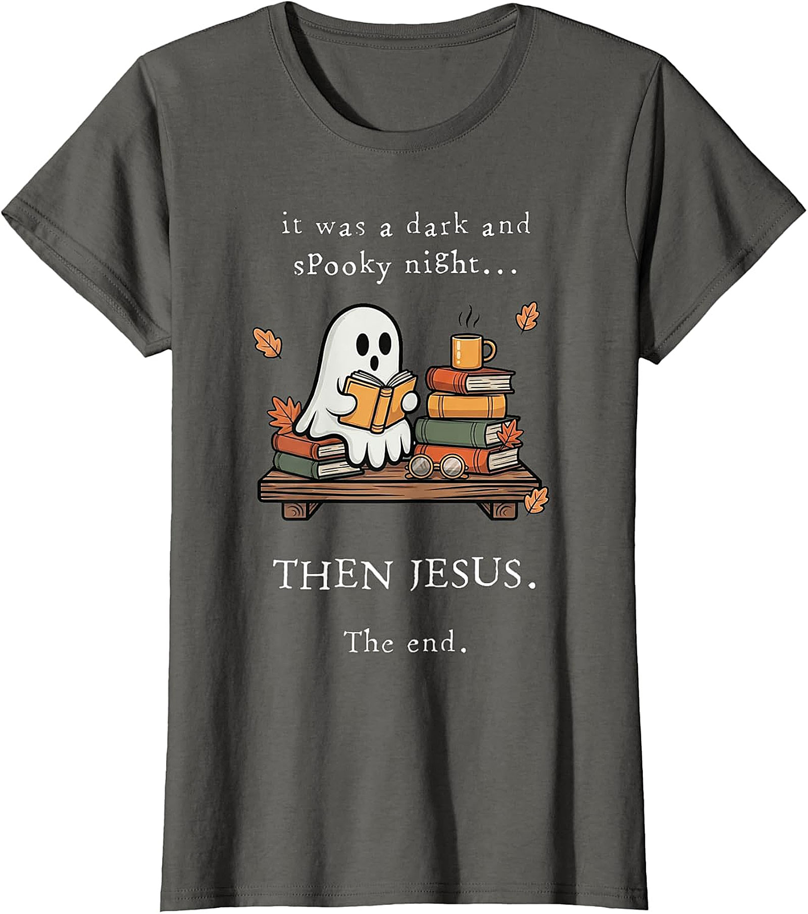 Christian Ghost Reading T-Shirt | Spooky Night Then Jesus Tee