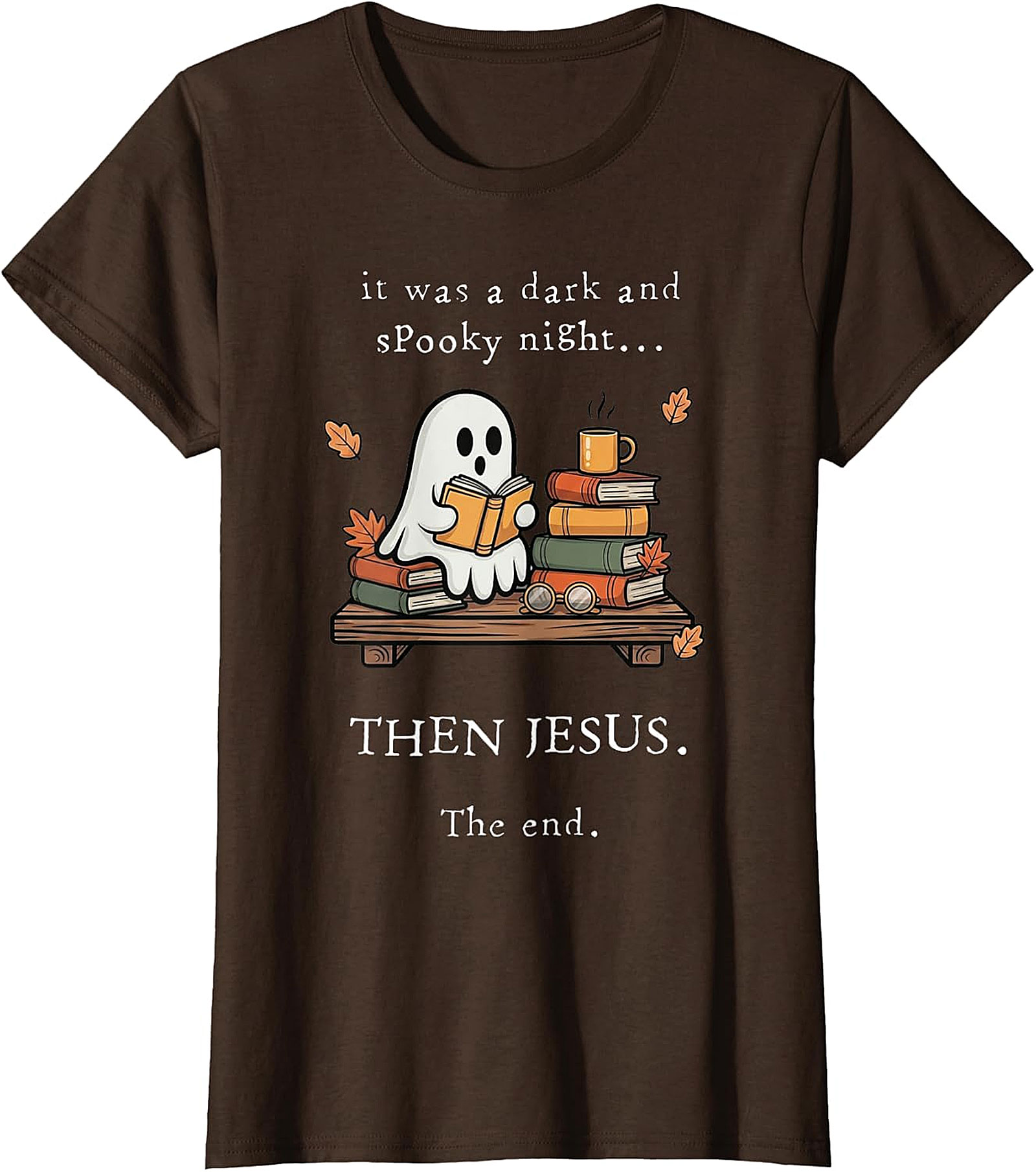 Christian Ghost Reading T-Shirt | Spooky Night Then Jesus Tee