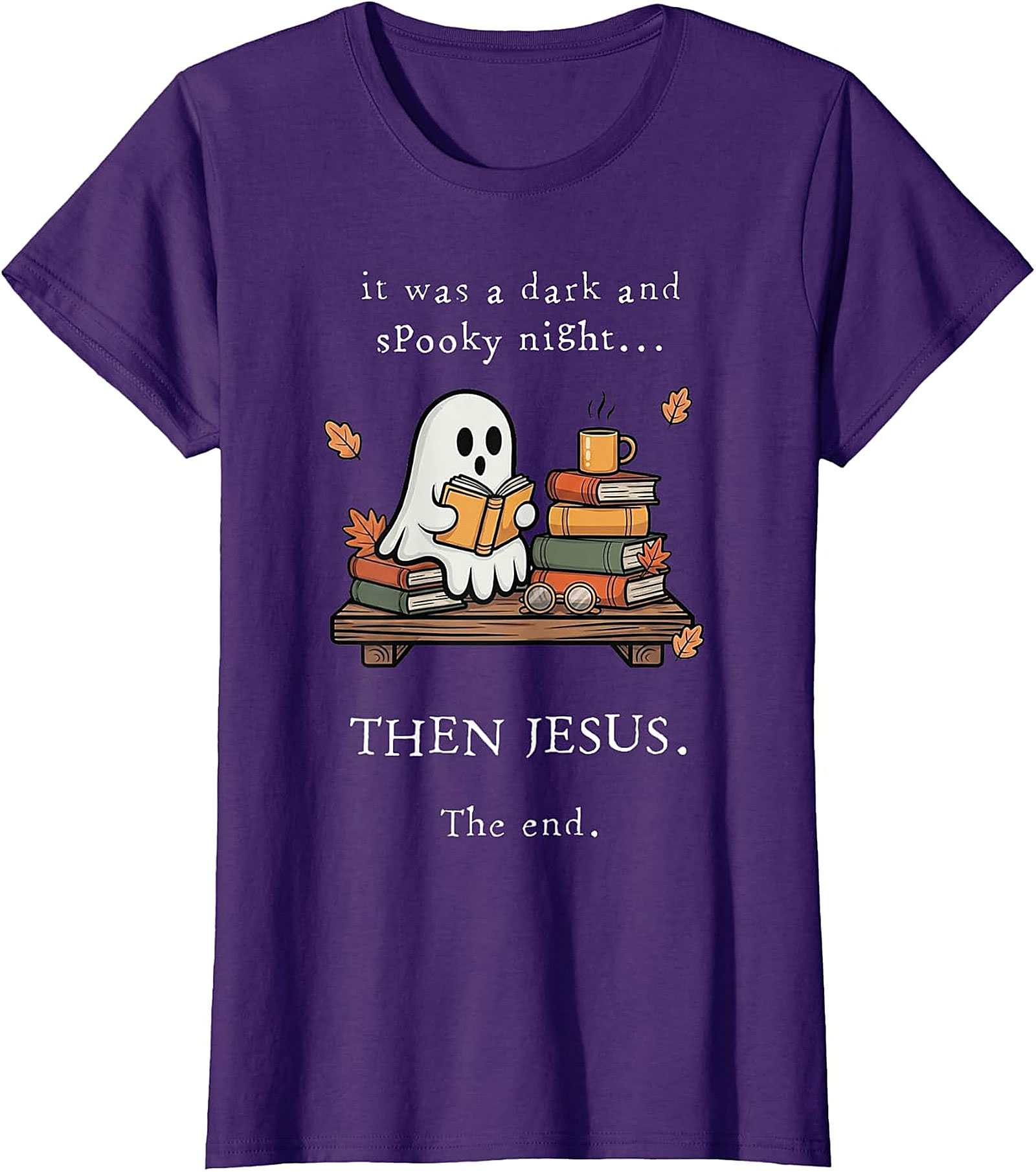 Christian Ghost Reading T-Shirt | Spooky Night Then Jesus Tee