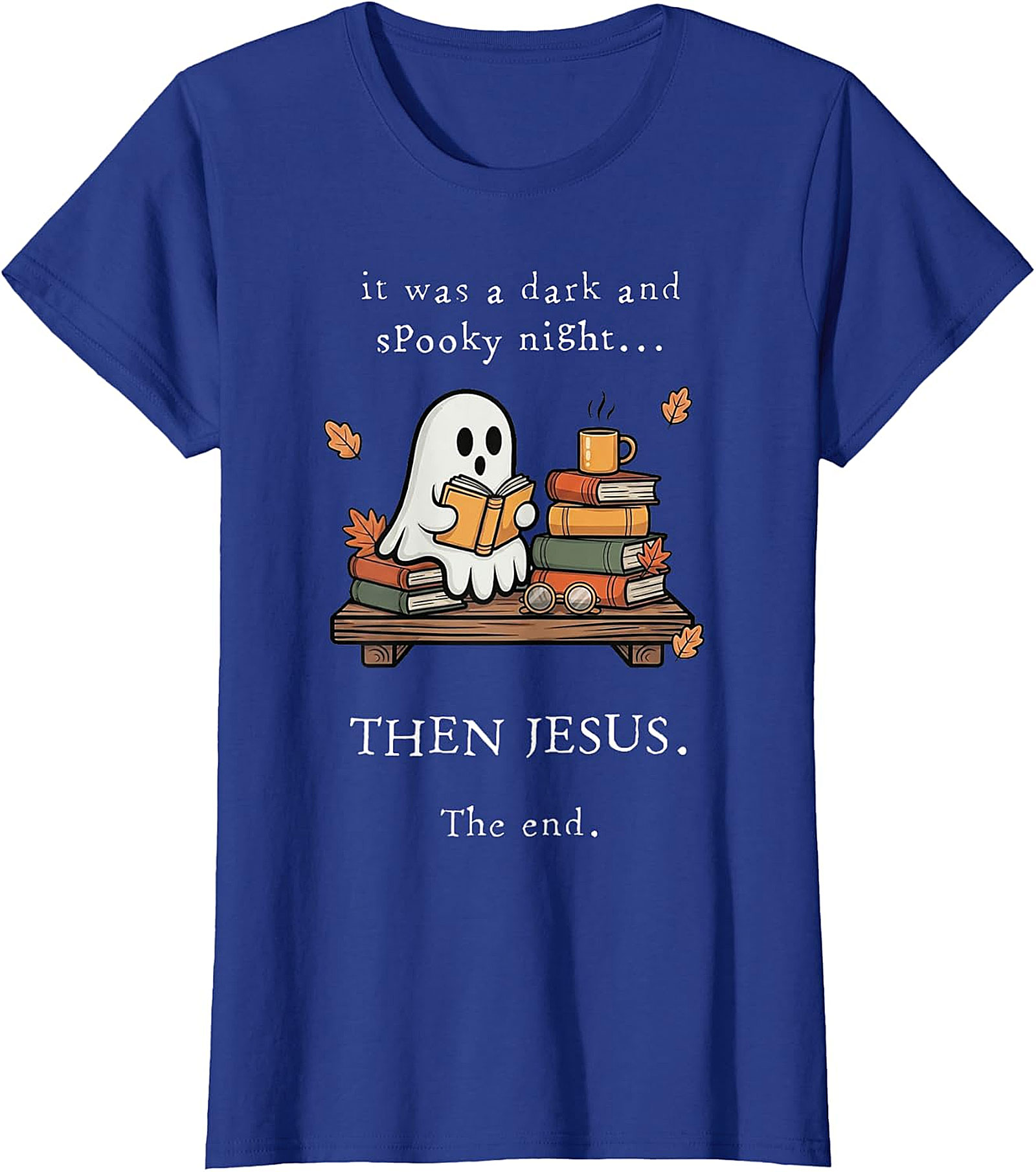 Christian Ghost Reading T-Shirt | Spooky Night Then Jesus Tee