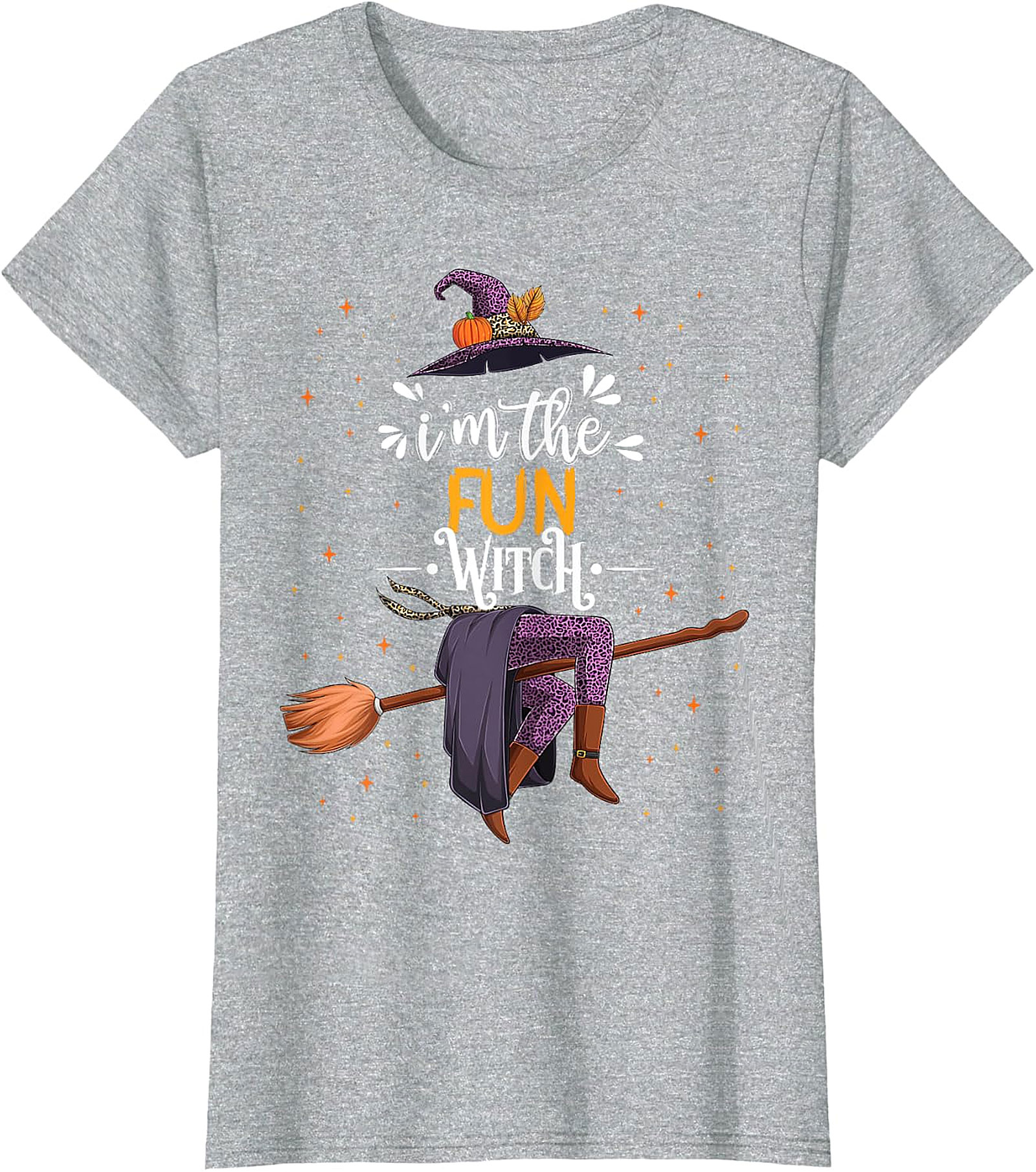 Fun Witch Halloween T-Shirt - Purple Hat & Broomstick Tee