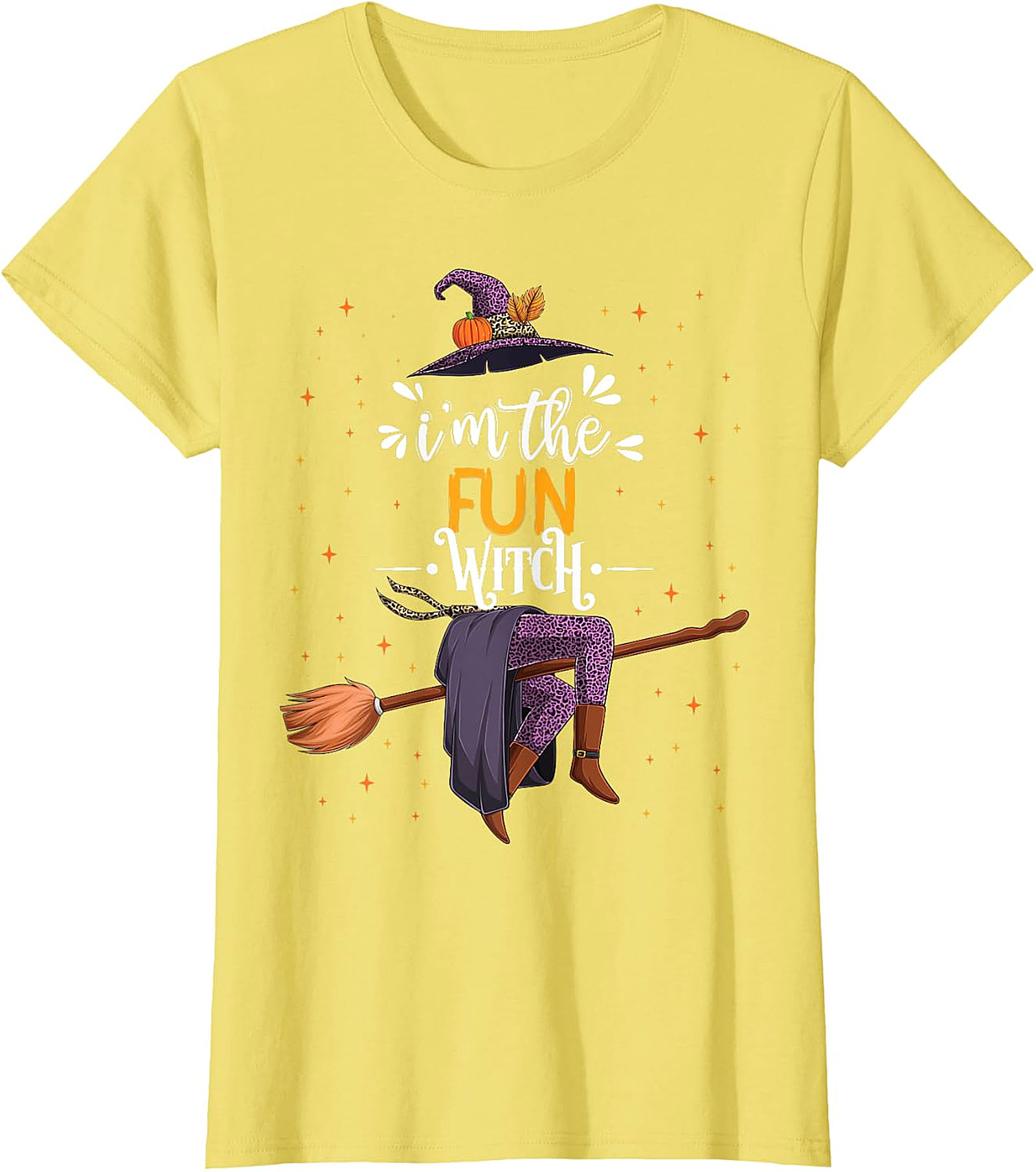 Fun Witch Halloween T-Shirt - Purple Hat & Broomstick Tee