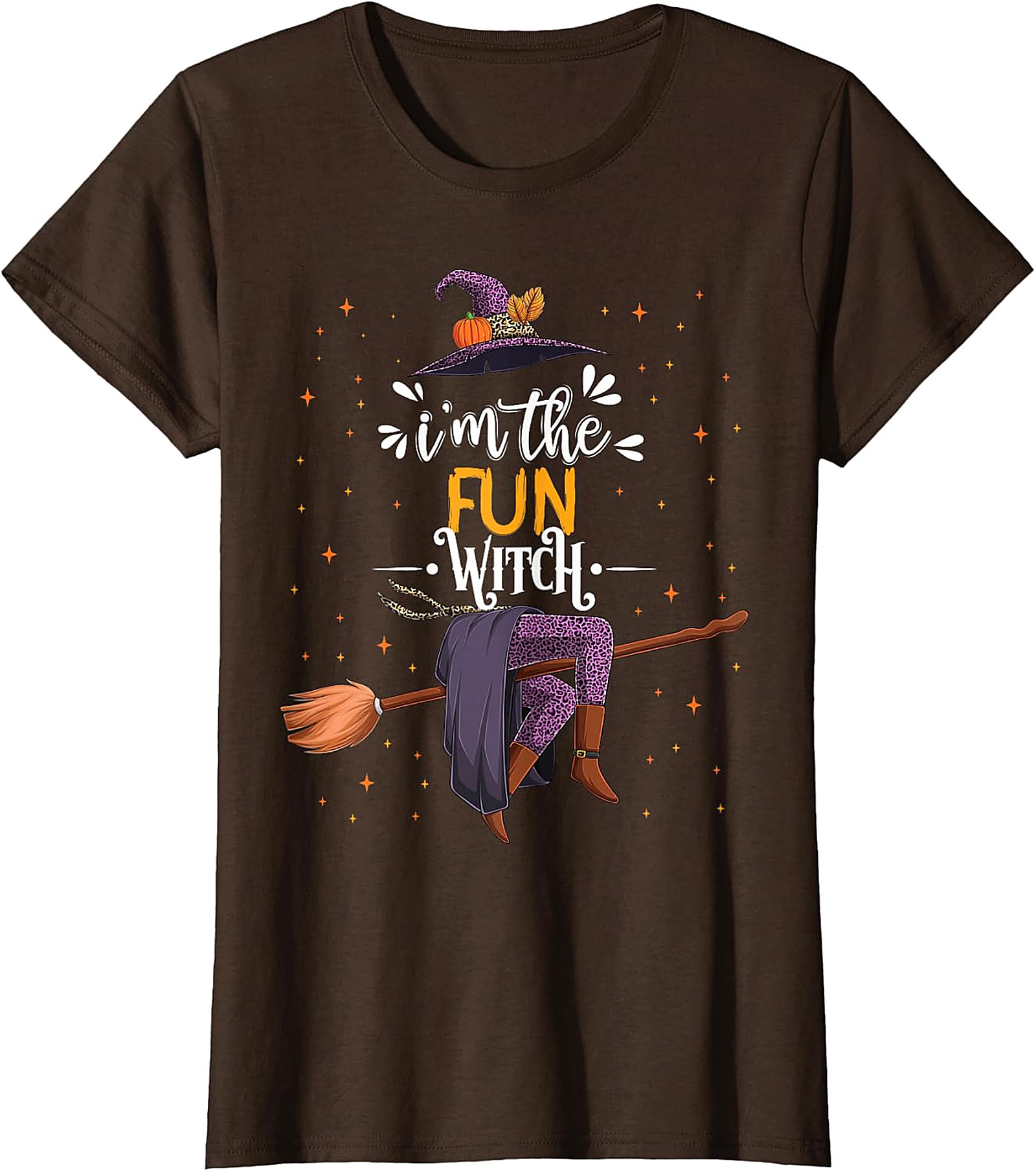 Fun Witch Halloween T-Shirt - Purple Hat & Broomstick Tee