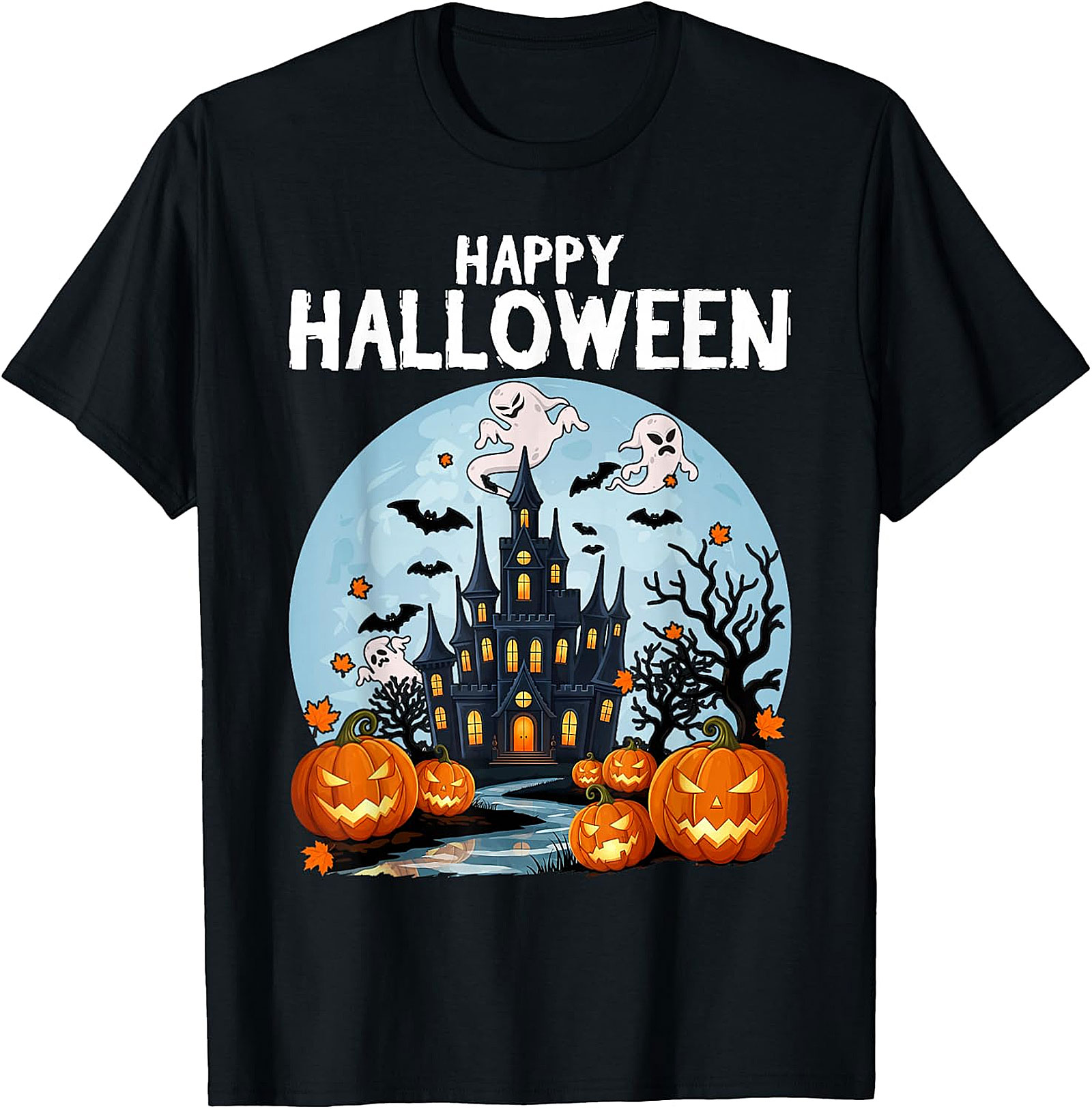Spooky Haunted House Halloween T-Shirt | Jack-O'-Lanterns