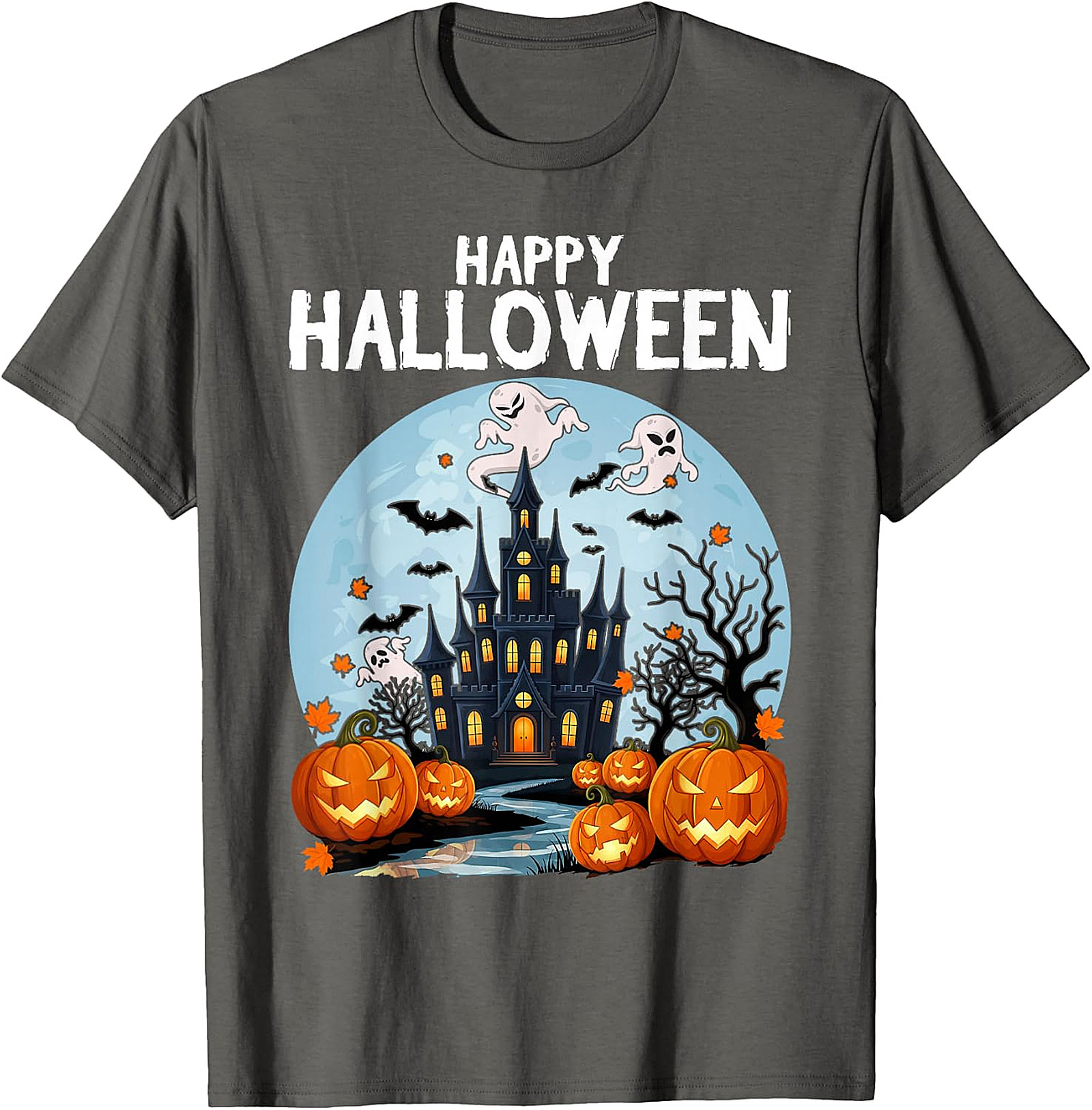 Spooky Haunted House Halloween T-Shirt | Jack-O'-Lanterns