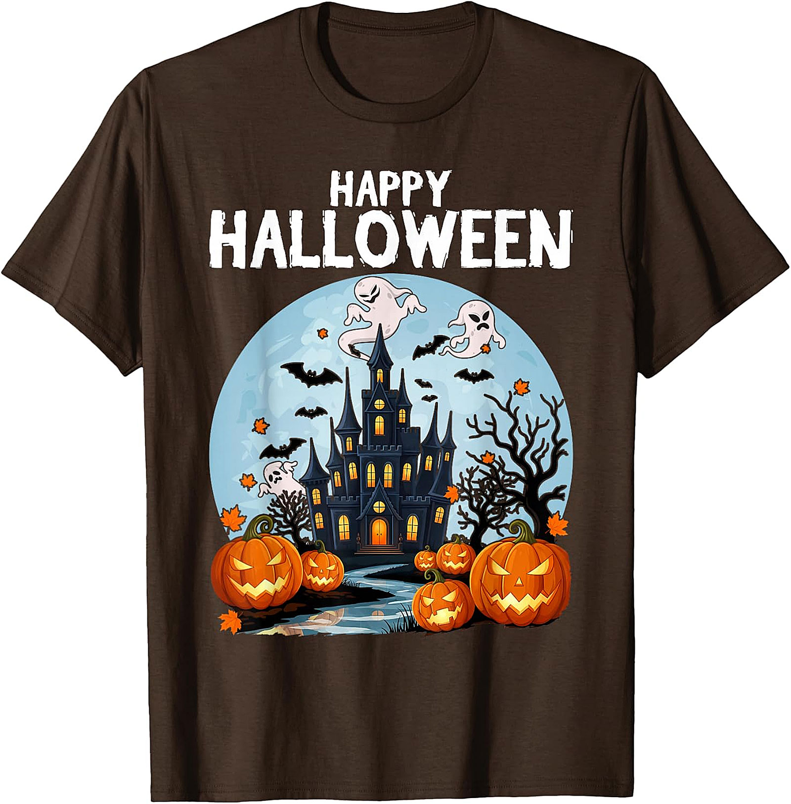 Spooky Haunted House Halloween T-Shirt | Jack-O'-Lanterns