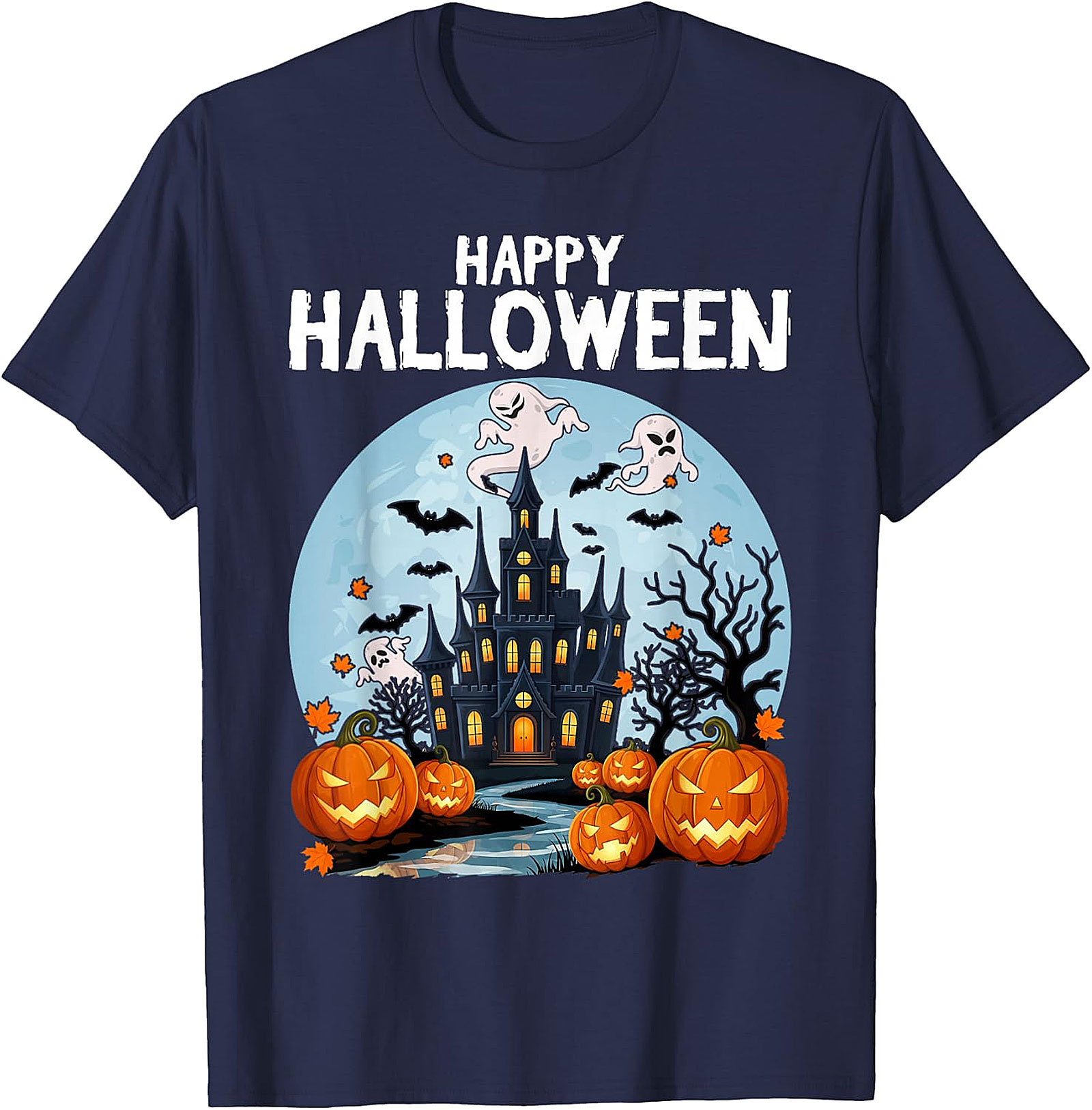 Spooky Haunted House Halloween T-Shirt | Jack-O'-Lanterns
