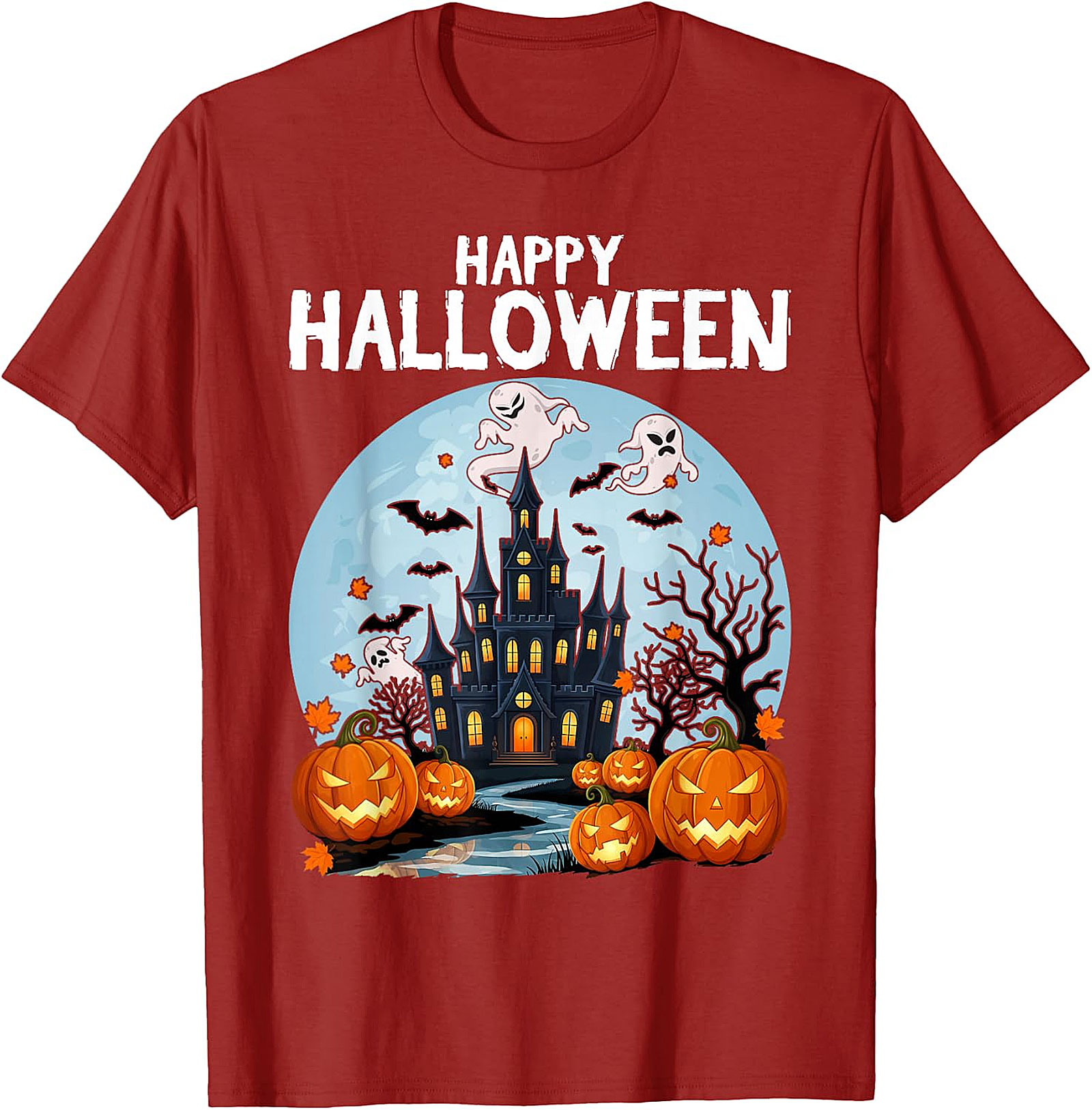 Spooky Haunted House Halloween T-Shirt | Jack-O'-Lanterns